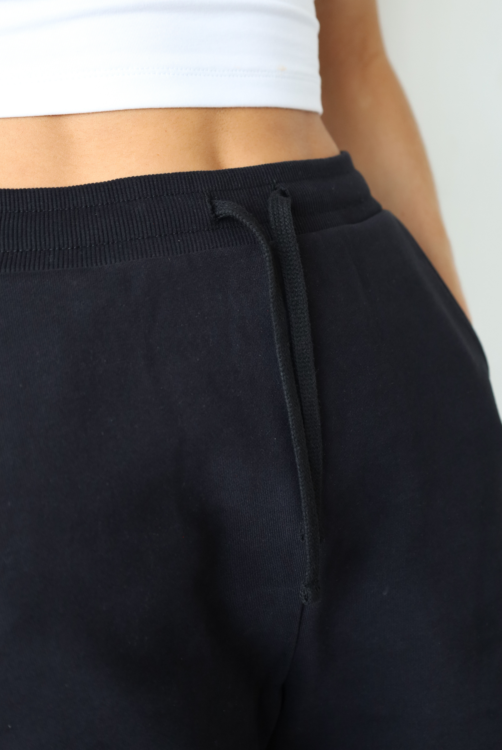 Organic Cotton Sweat Shorts, Black, Front