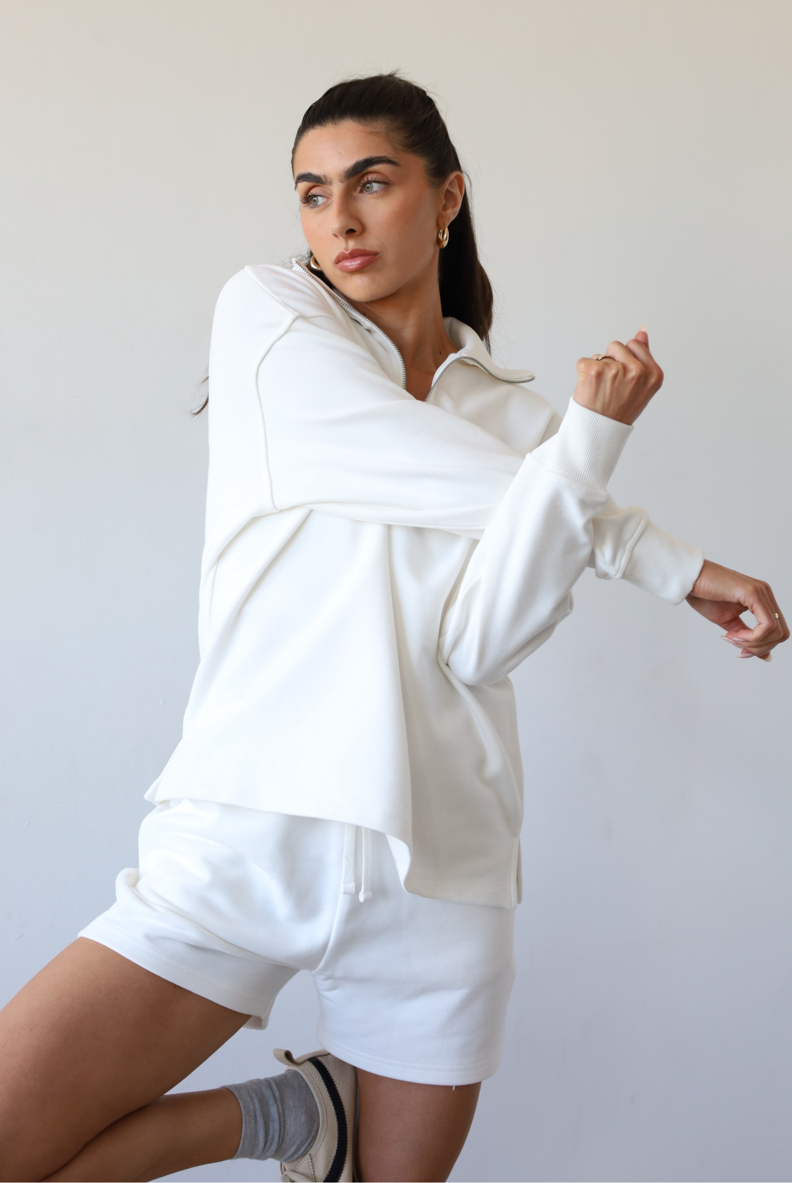 Organic Cotton Shorts, Off White, Front