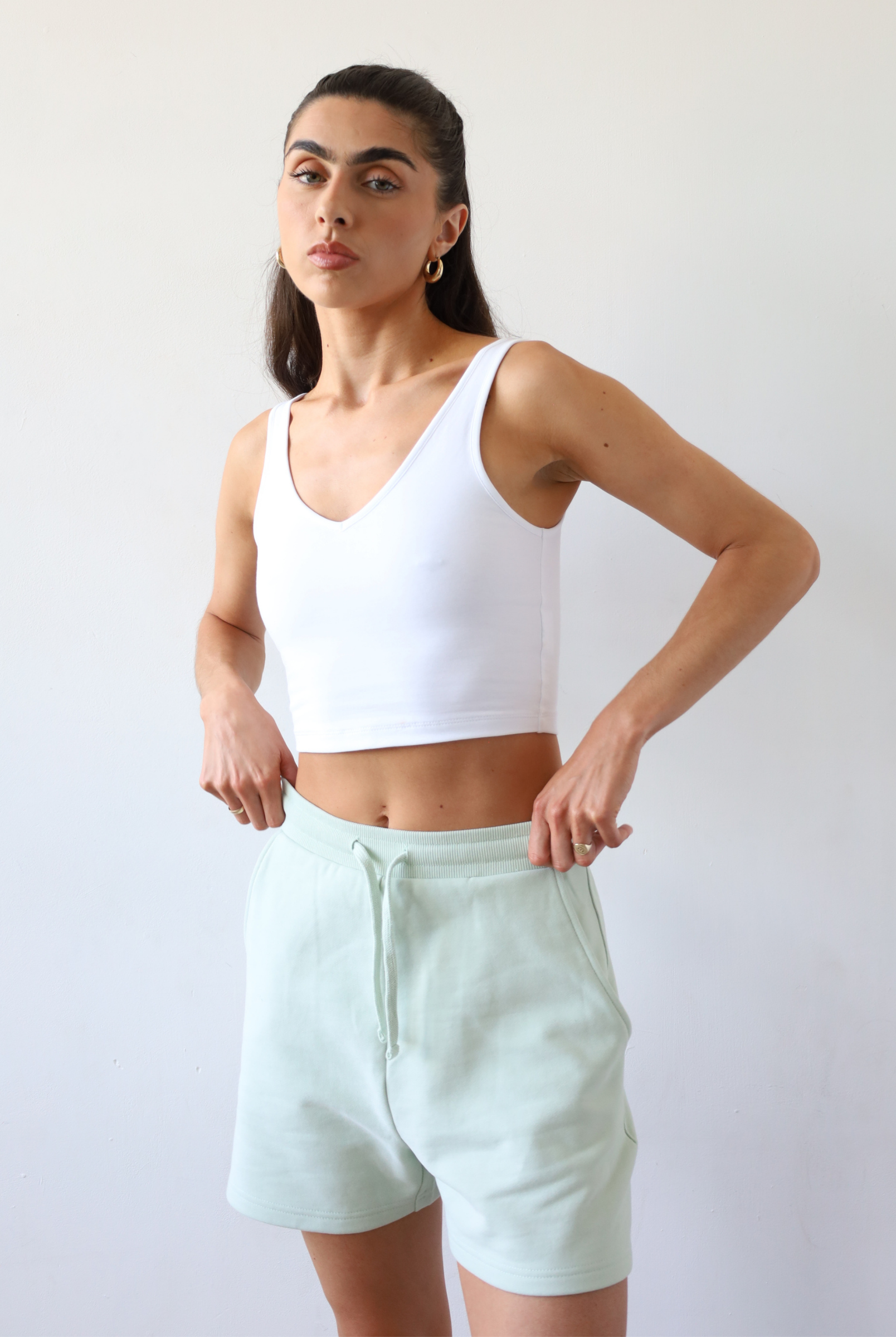 Organic Cotton Shorts, Green, Front