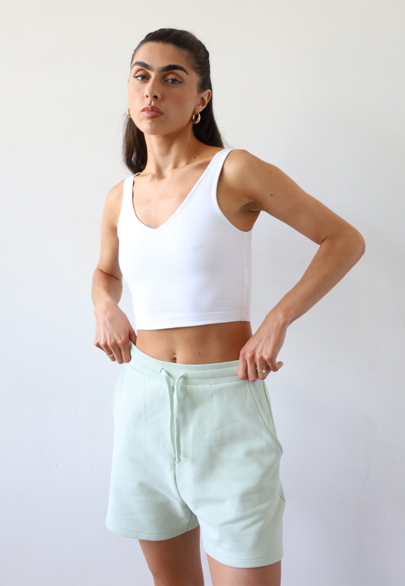Organic Cotton Shorts, Green, Front
