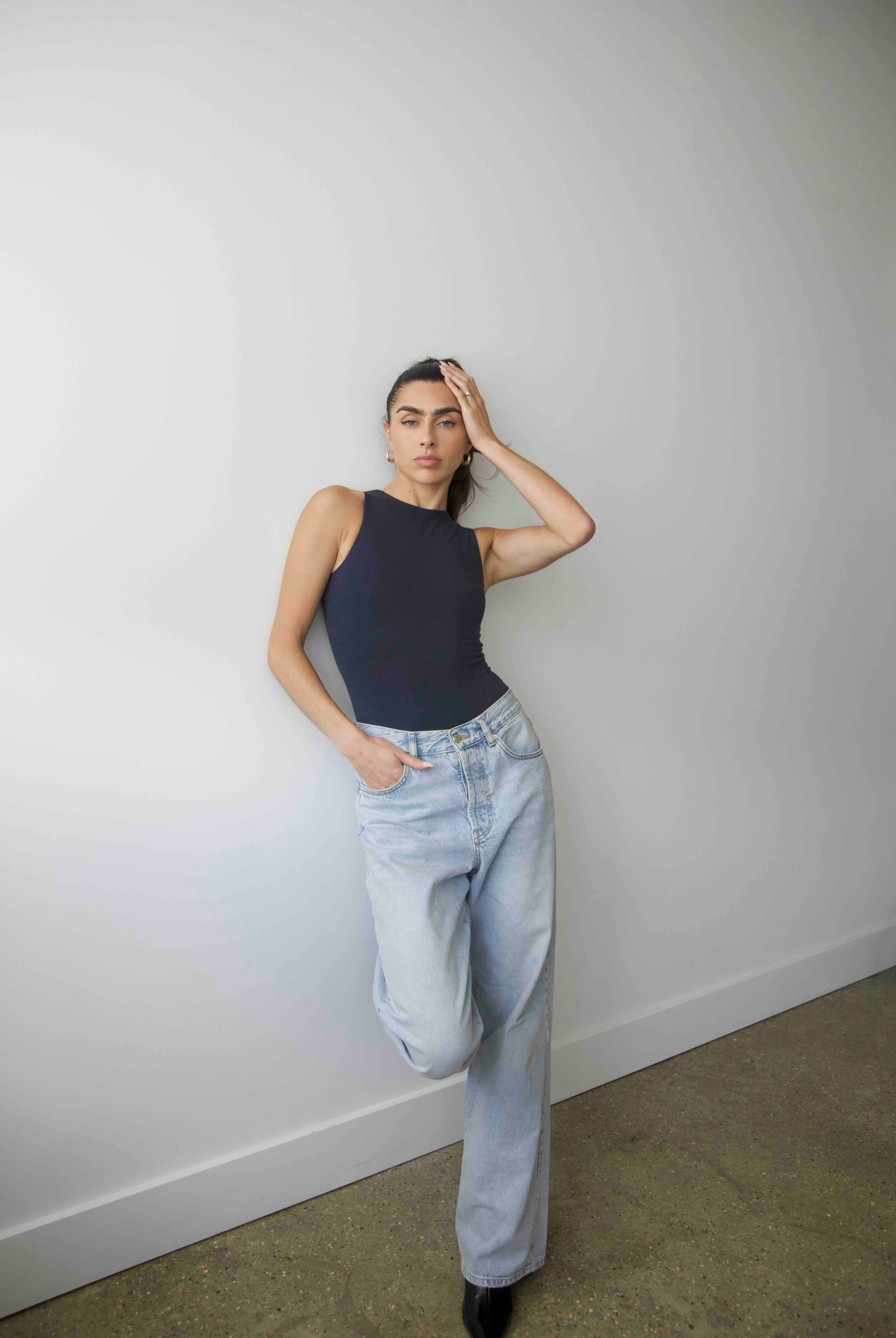 High Neck sleeveless bodysuit, Outer Space, Front