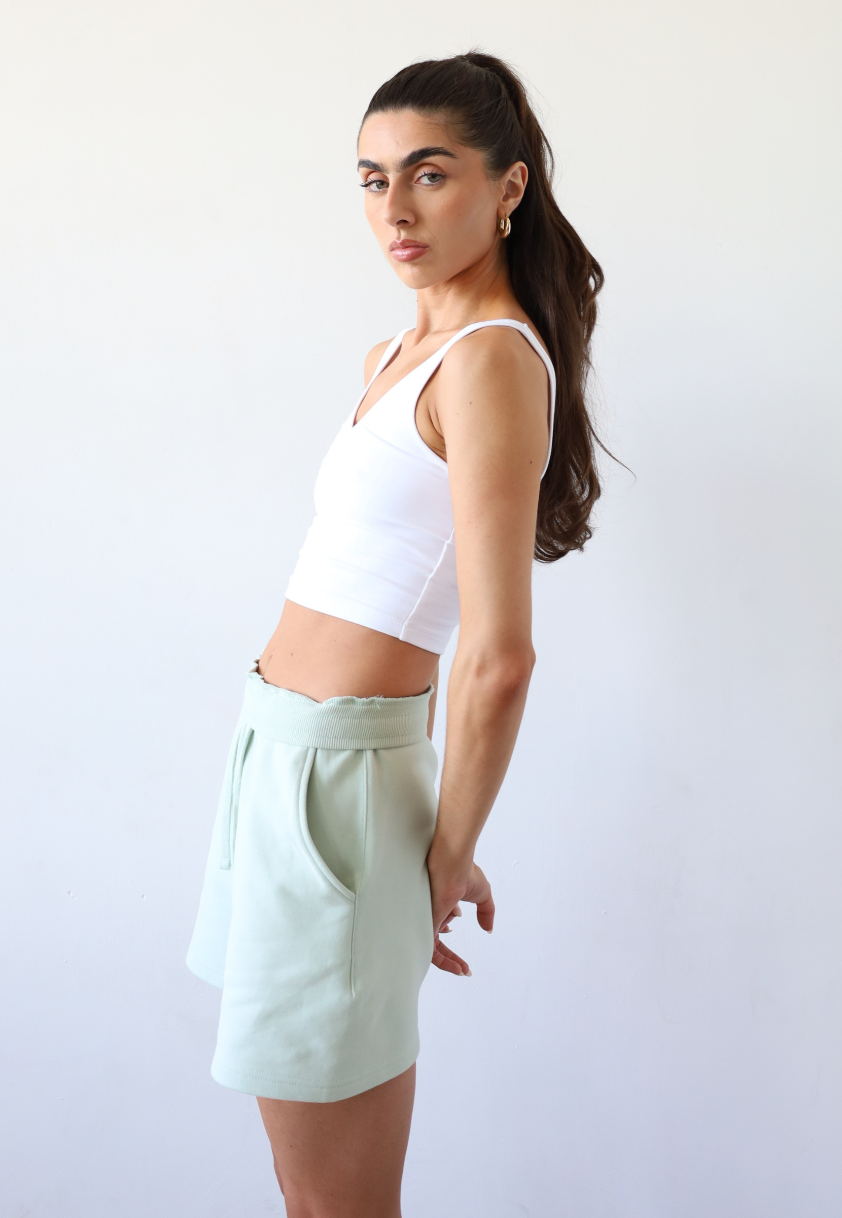 Organic Cotton Shorts, Green, Side