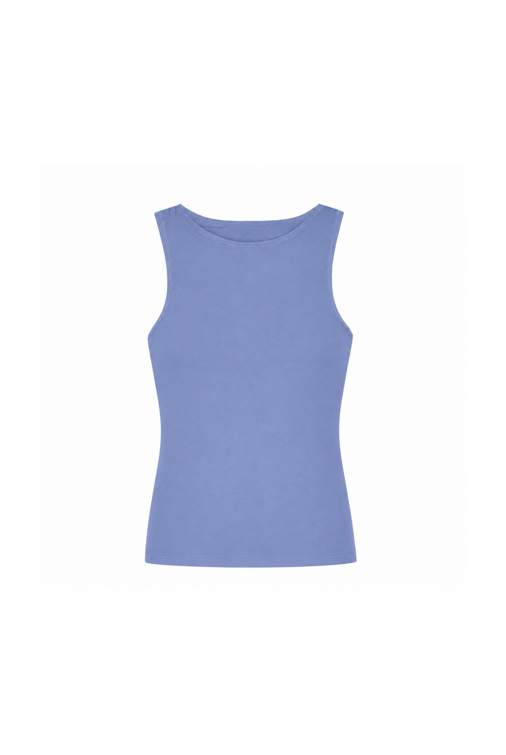 Organic cotton high neck tank top, light blue, cut out