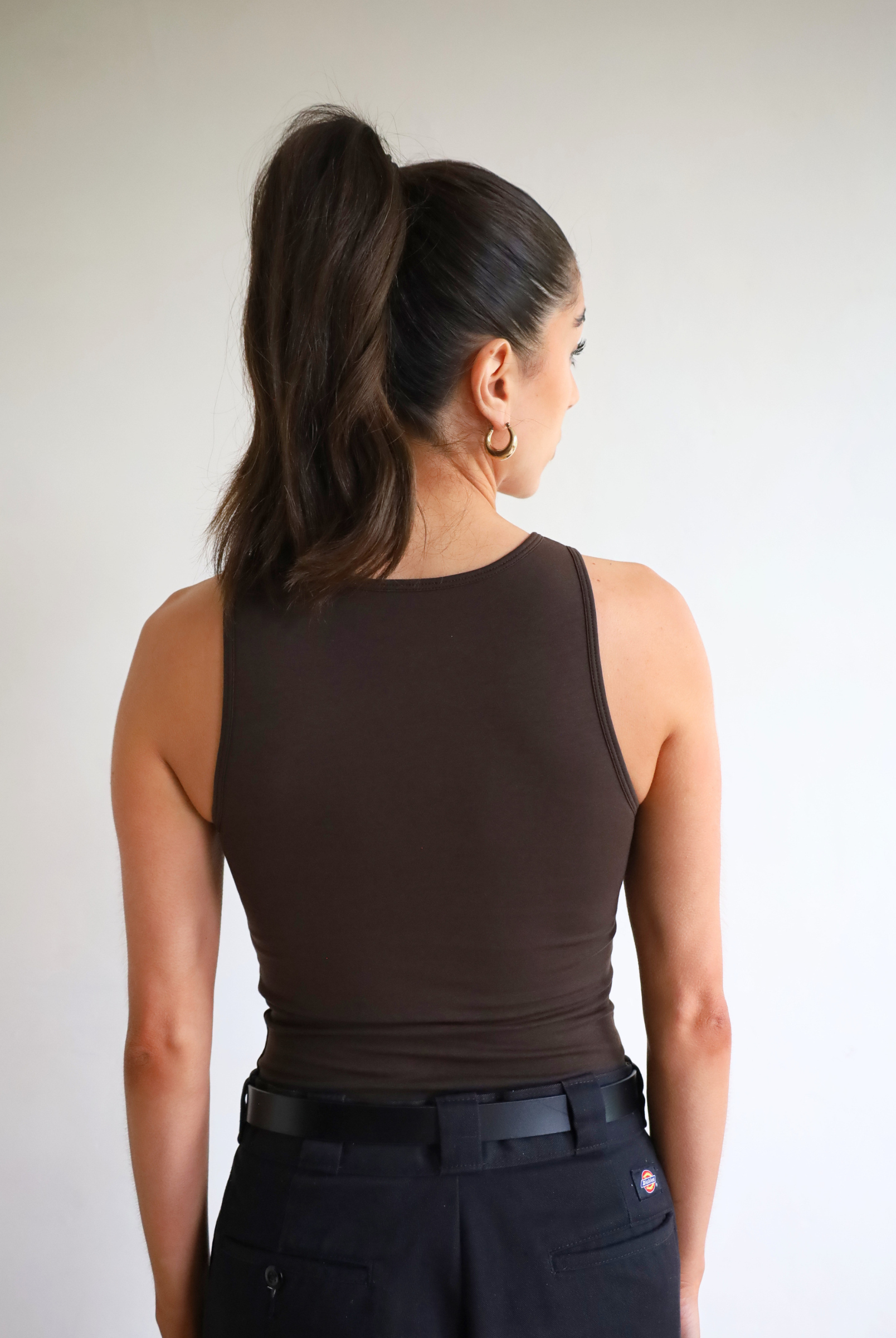 Womens organic cotton high-neck tank top, Brown