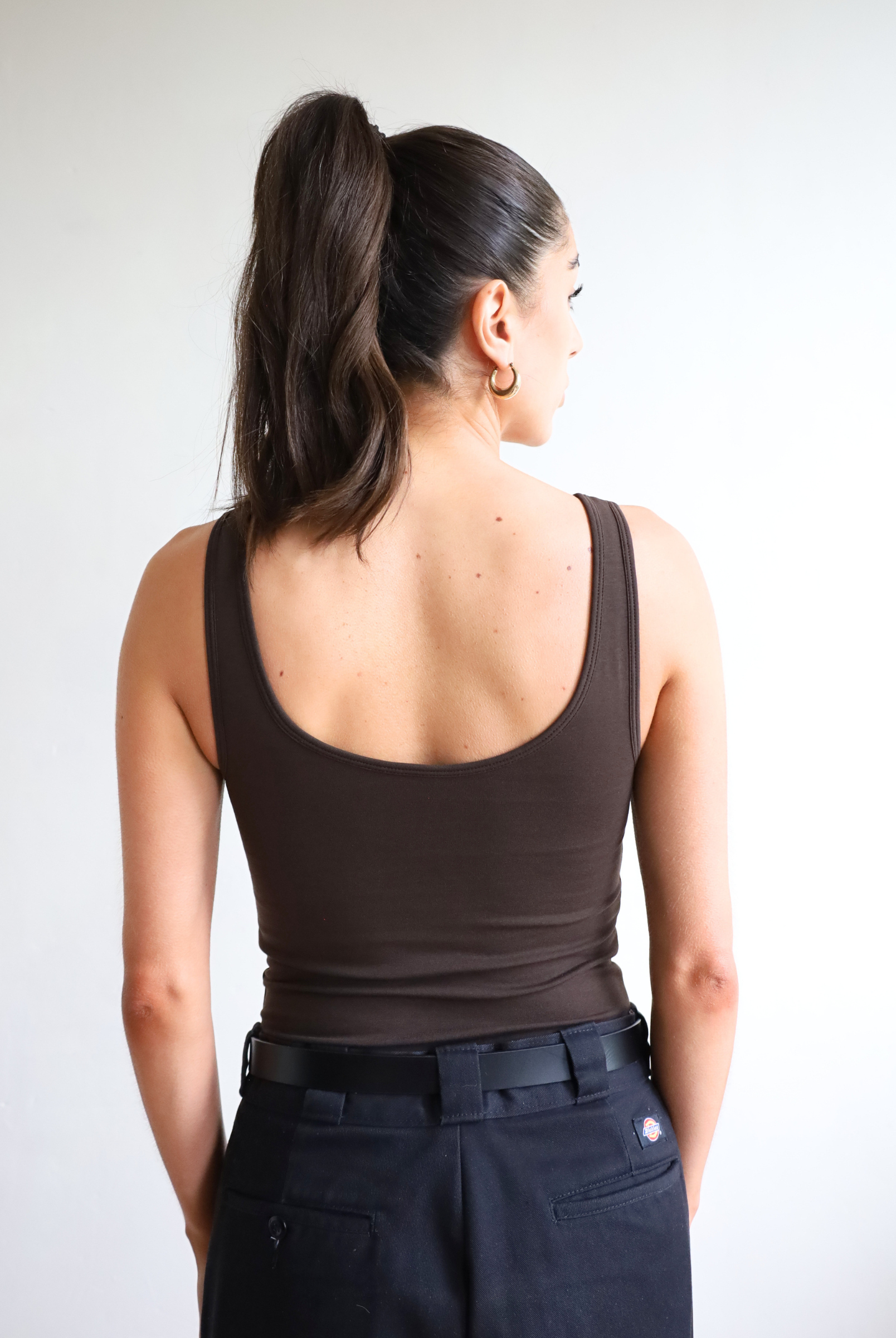Womens organic cotton v-neck tank top, Brown