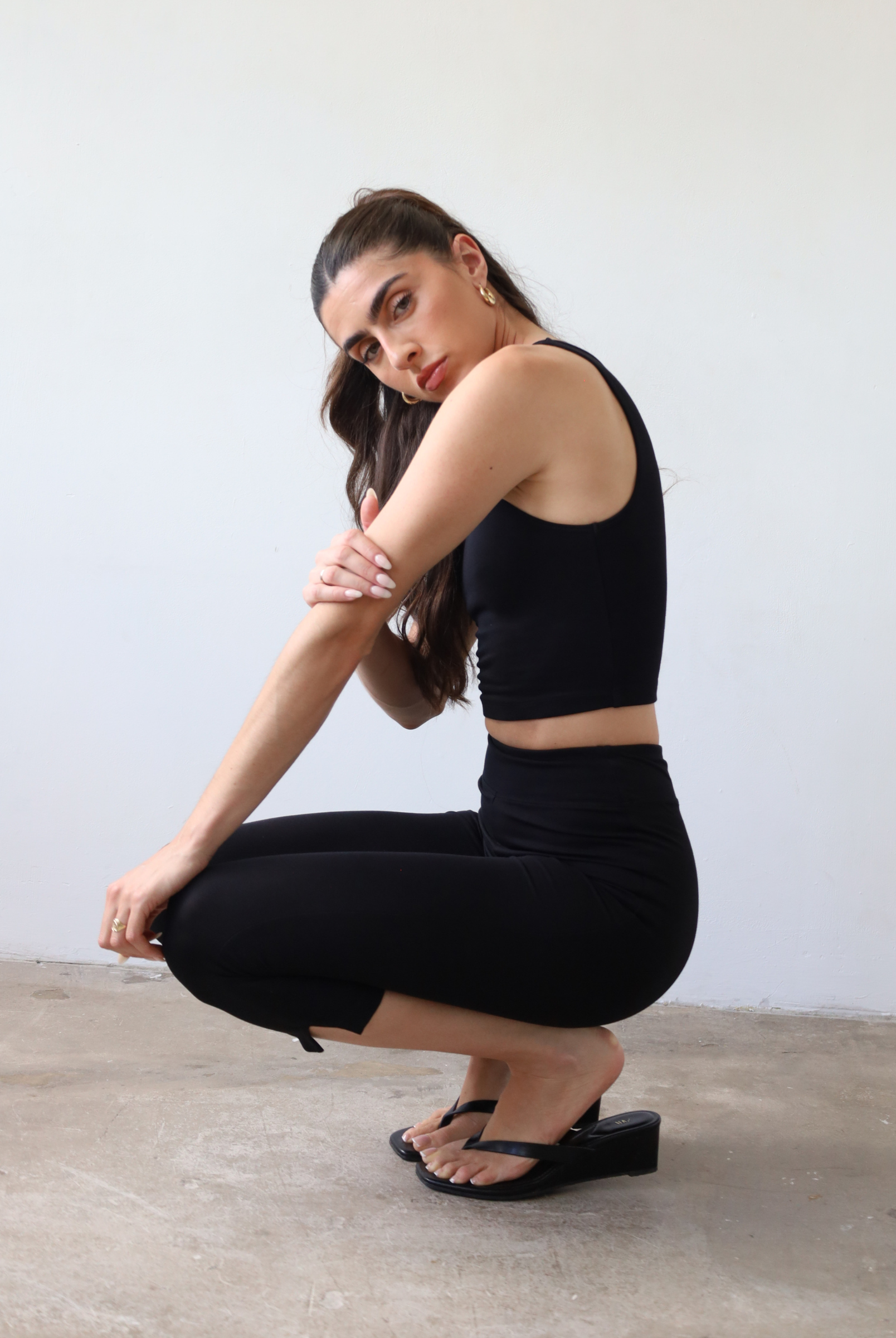 Organic cotton Capri Leggings, black, Side