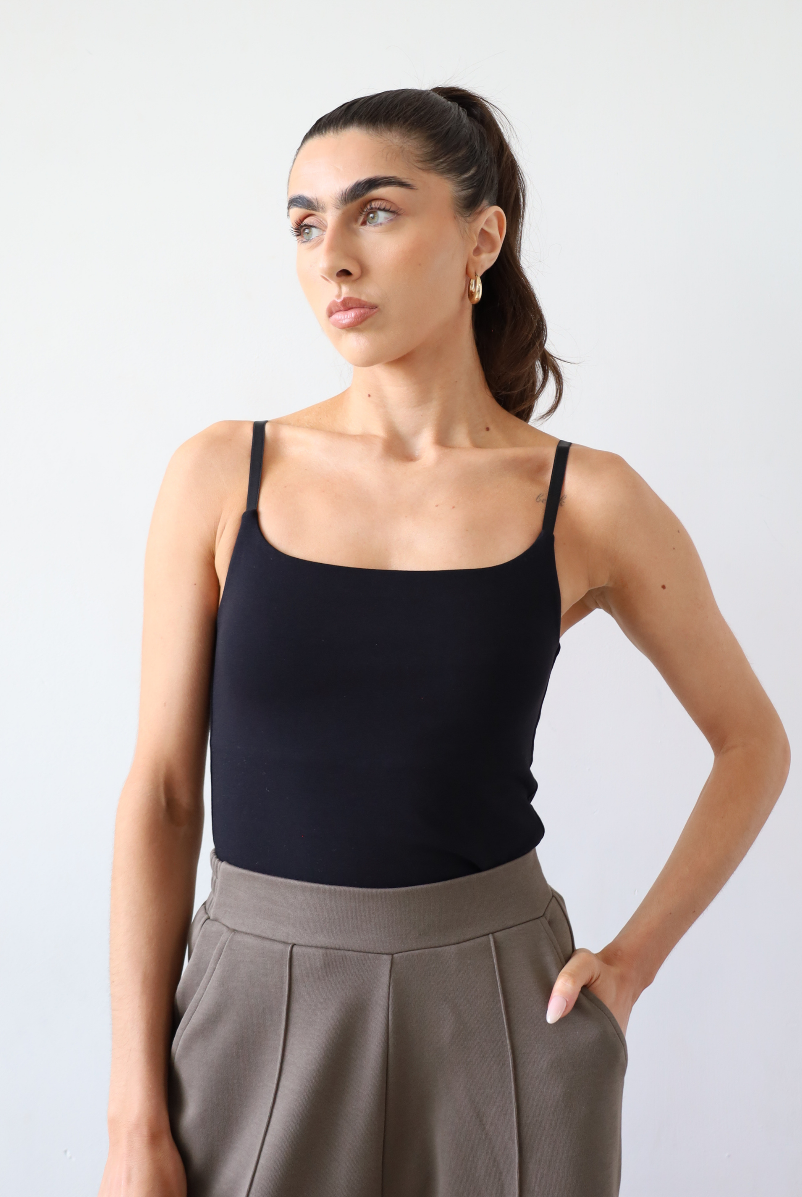 Organic Cotton Cami Top, Black