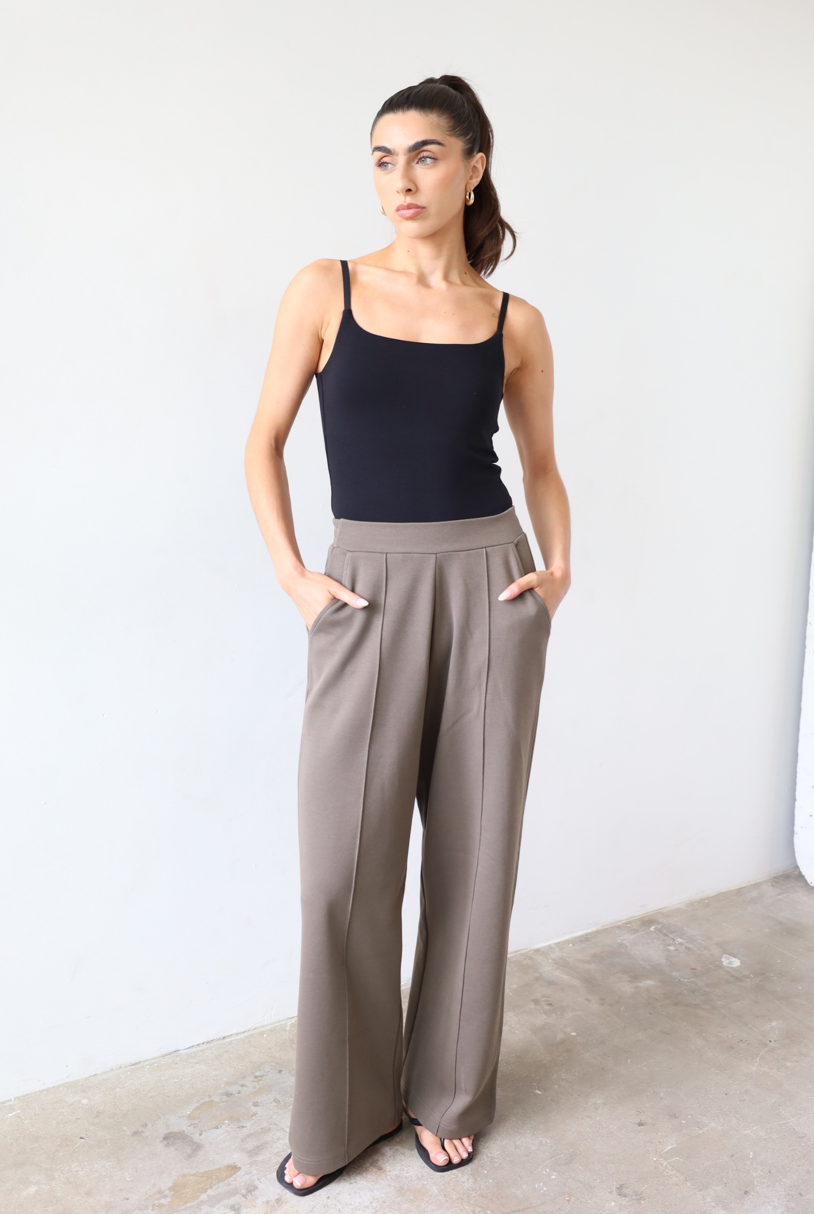 Organic Cotton Cami Top, Black, front