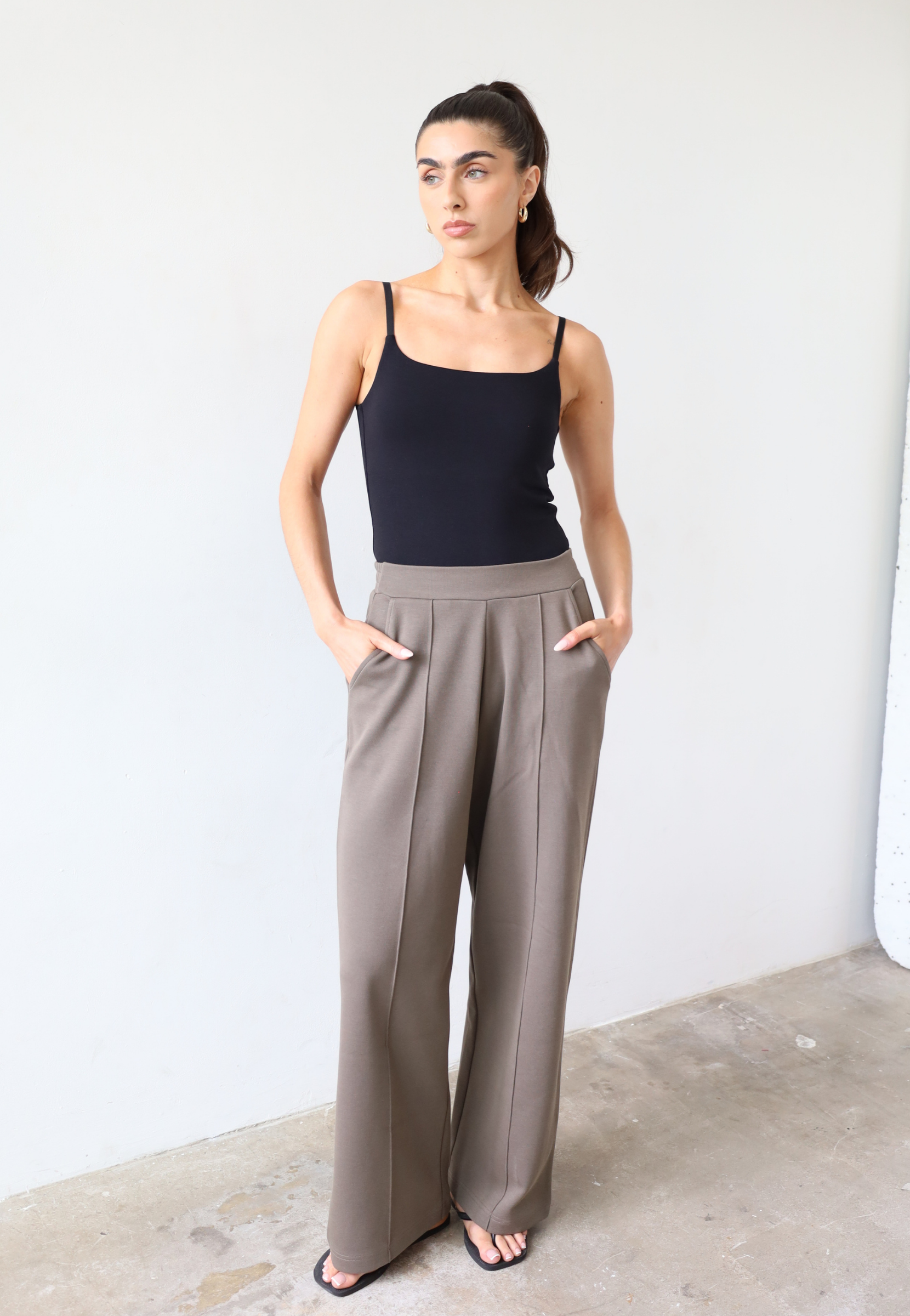 Organic Cotton Cami Top, Black, front