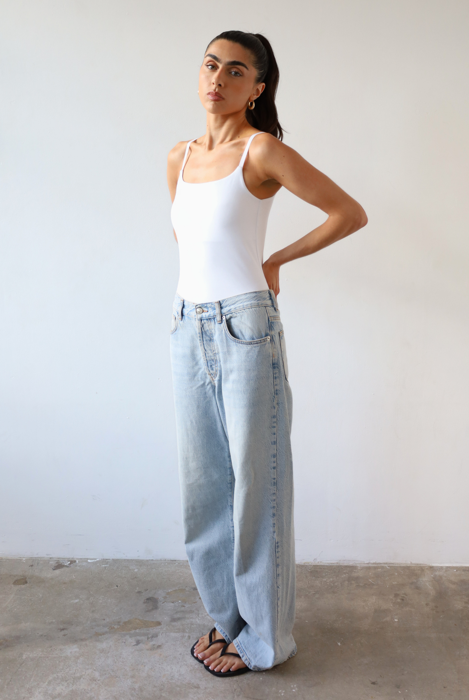 Organic Cotton Cami Top, White, front