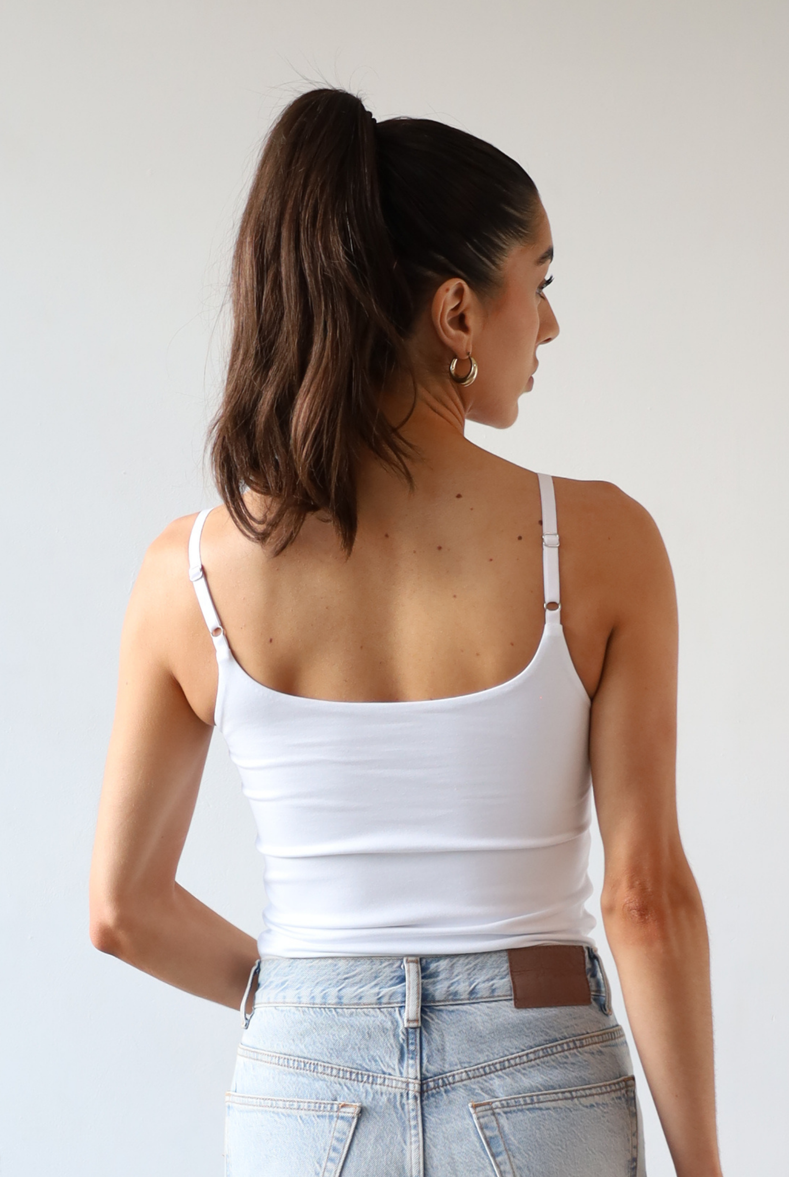 Organic Cotton Cami Top, White, back