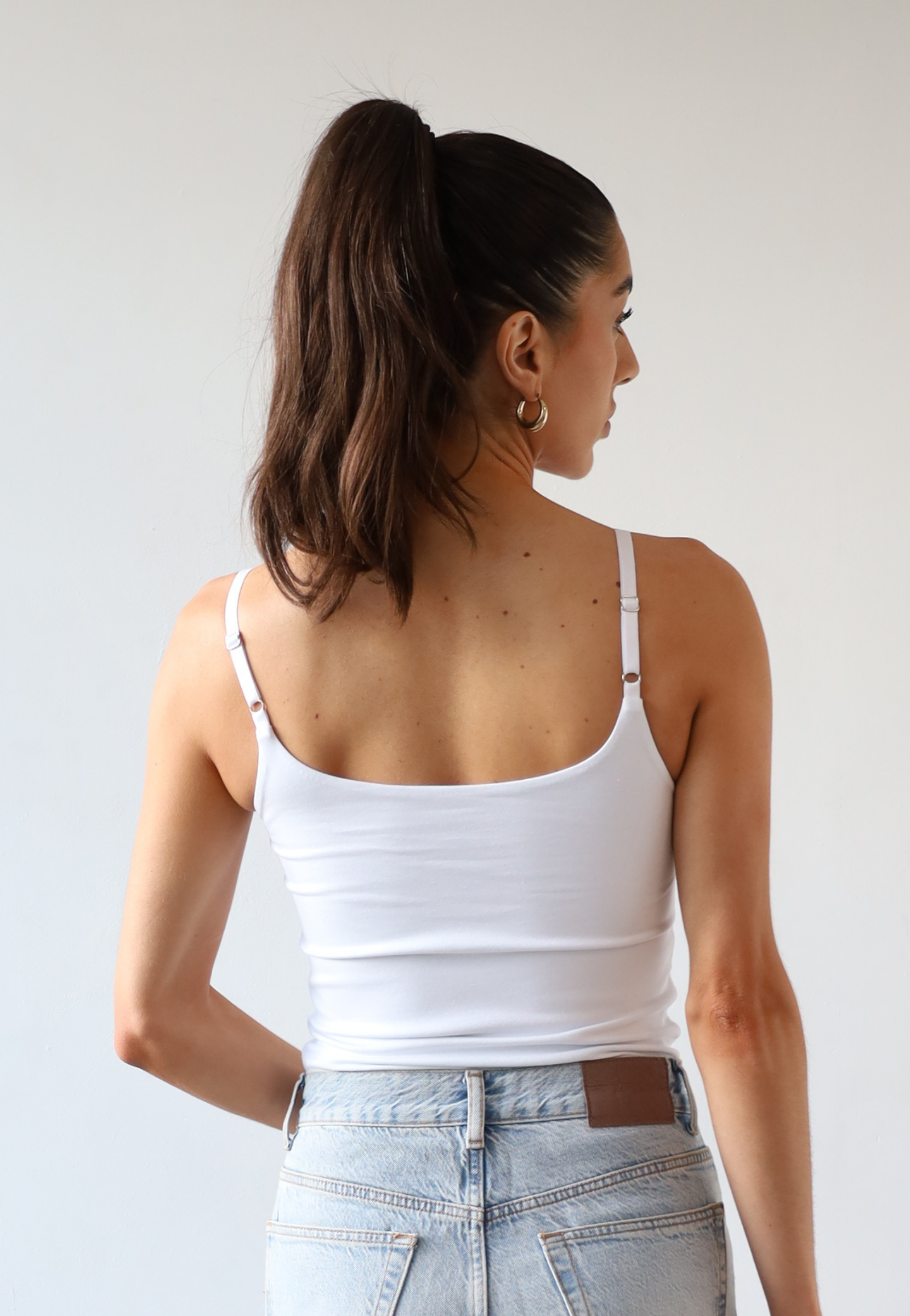 Organic Cotton Cami Top, White, back