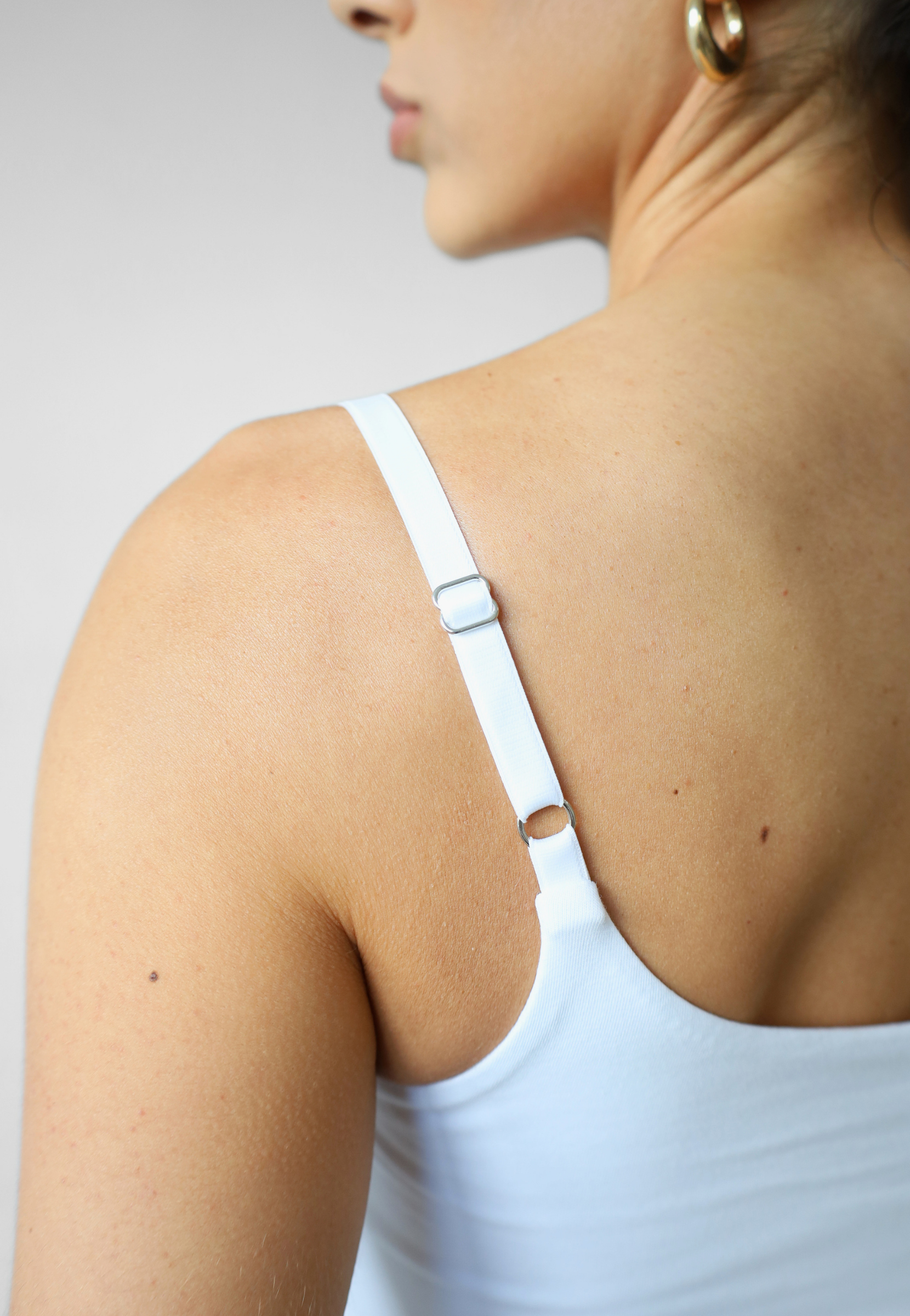 Organic Cotton Cami Top, White, strap detail