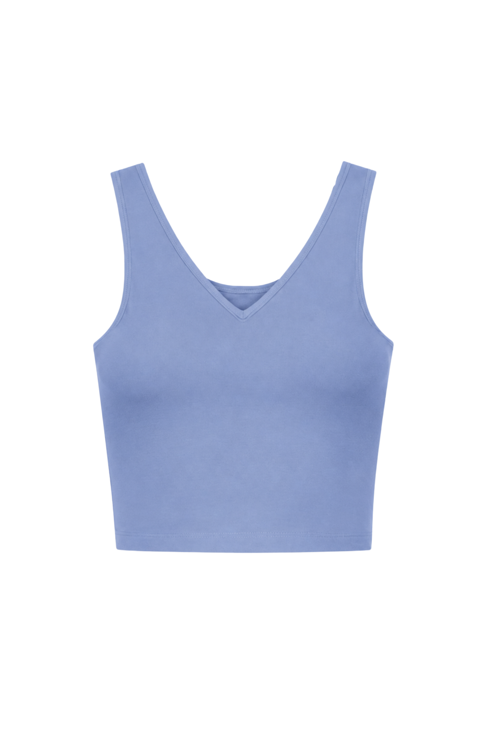 Organic Cotton V-neck Cropped tank top, Light Blue, Cut Out