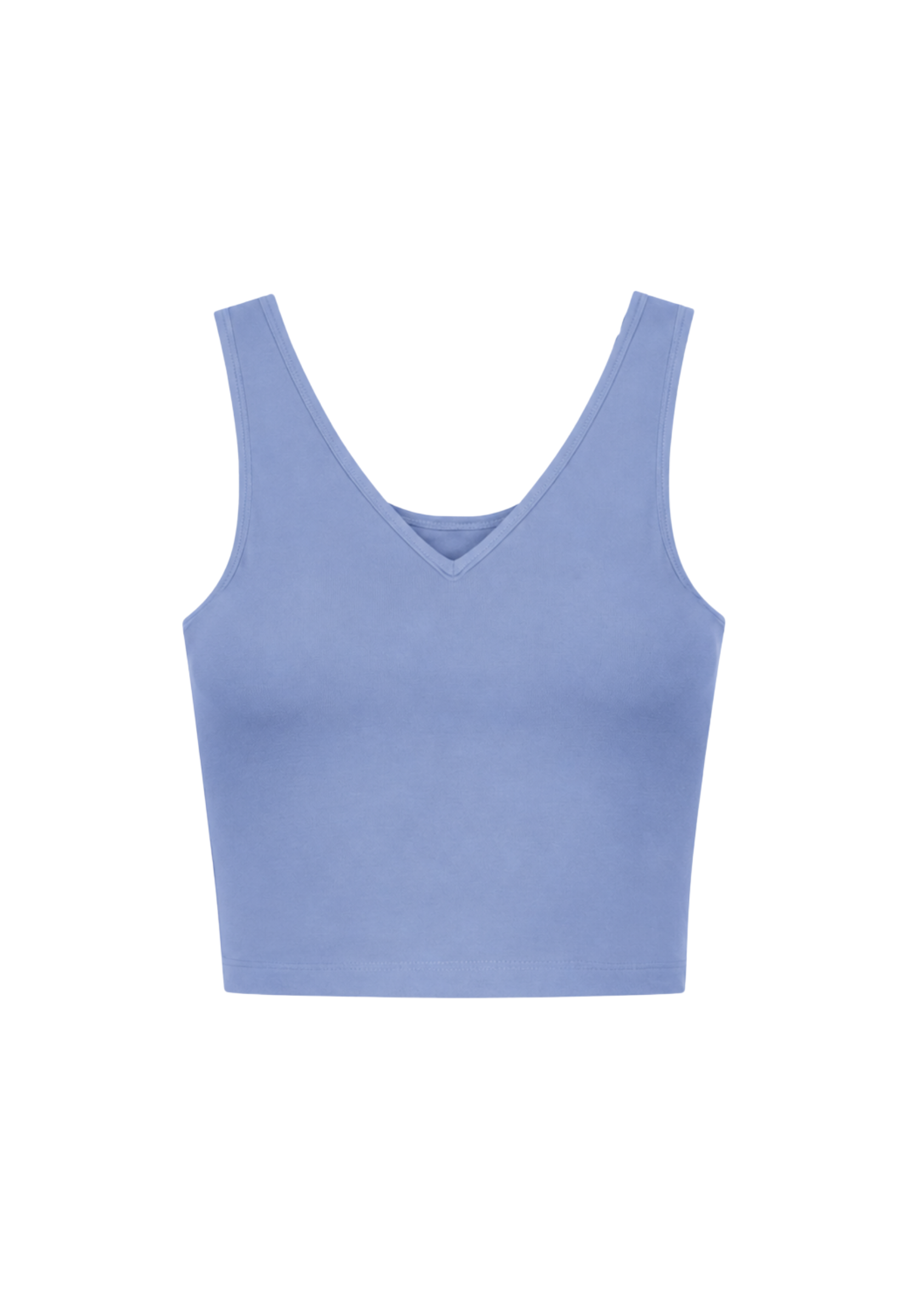 Organic Cotton V-neck Cropped tank top, Light Blue, Cut Out