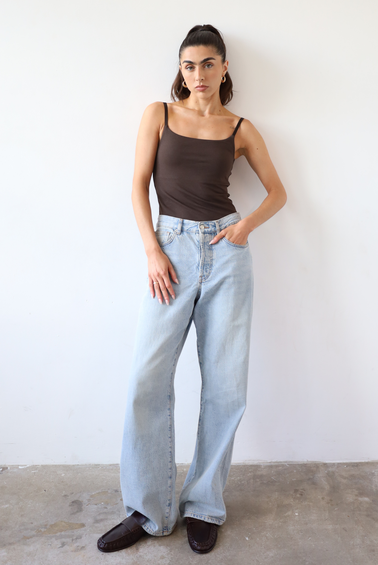Organic Cotton Cami Top, Brown, front