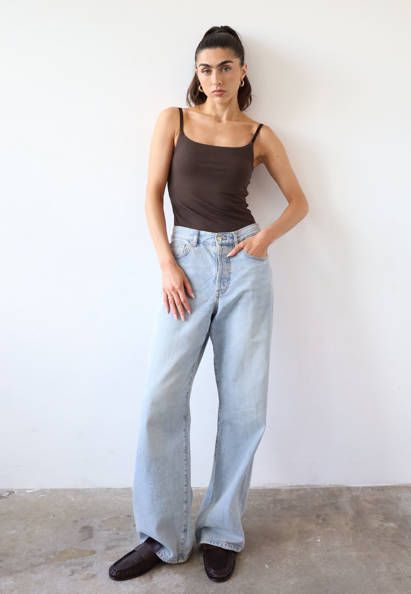 Organic Cotton Cami Top, Brown, front