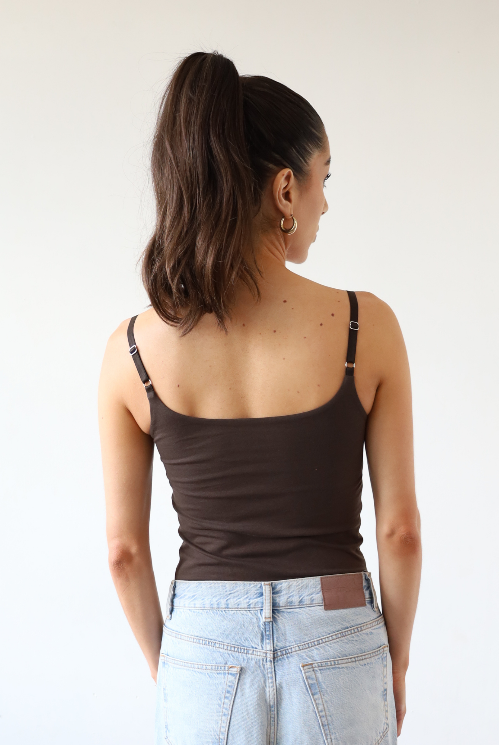 Organic Cotton Cami Top, Brown, back
