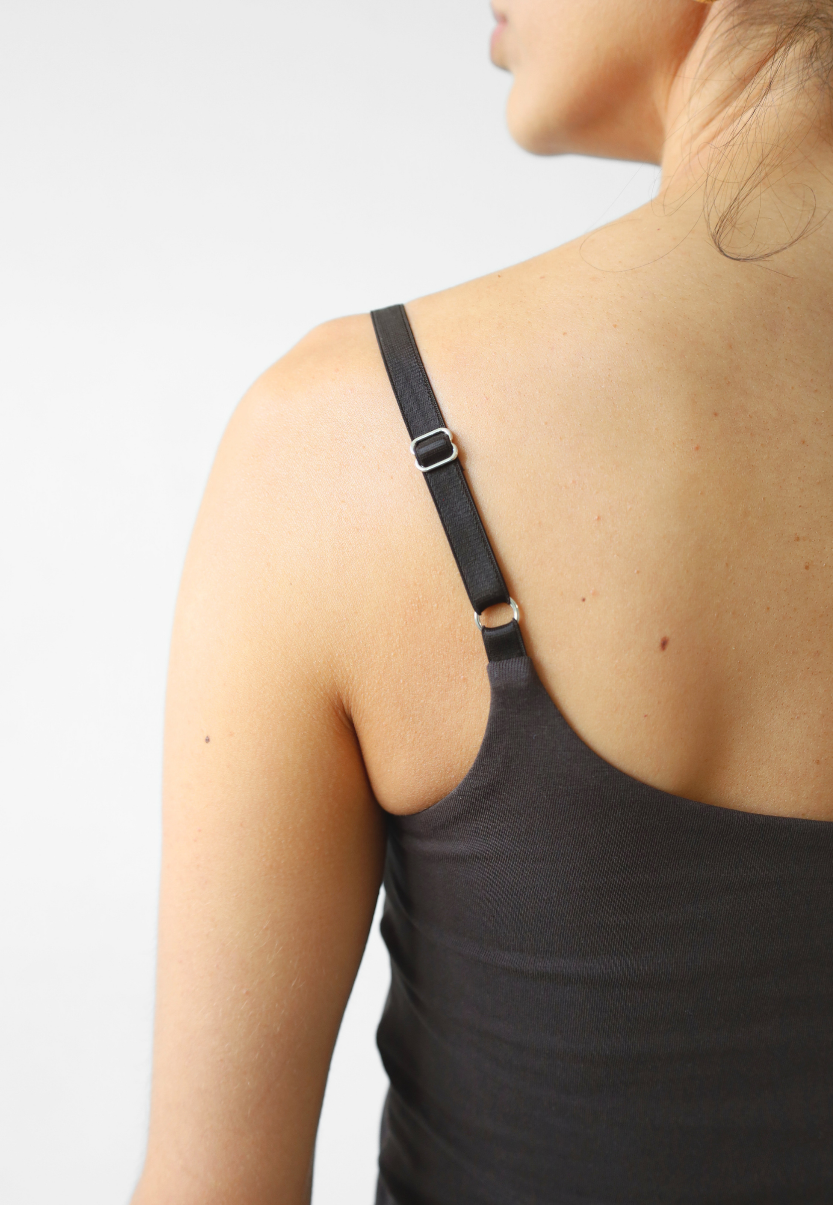 Organic Cotton Cami Top, Brown, strap detail