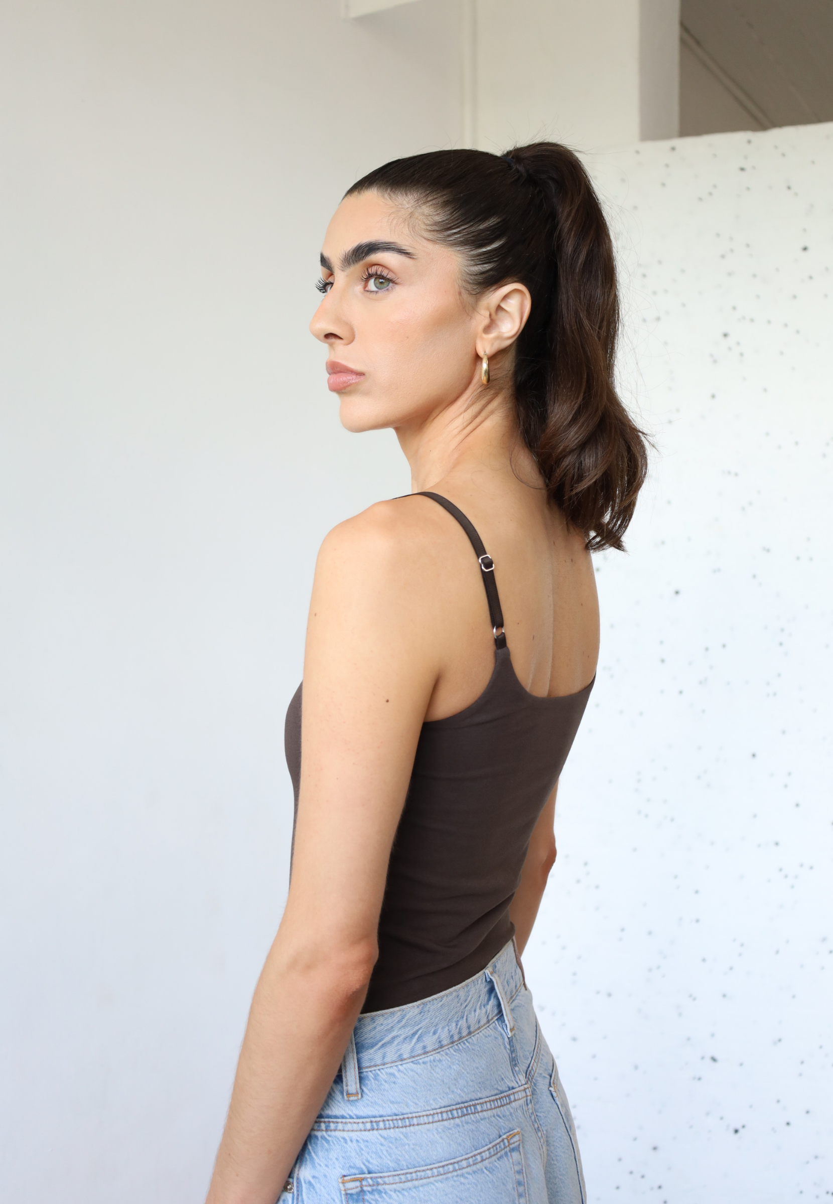 Organic Cotton Cami Top, Brown, side