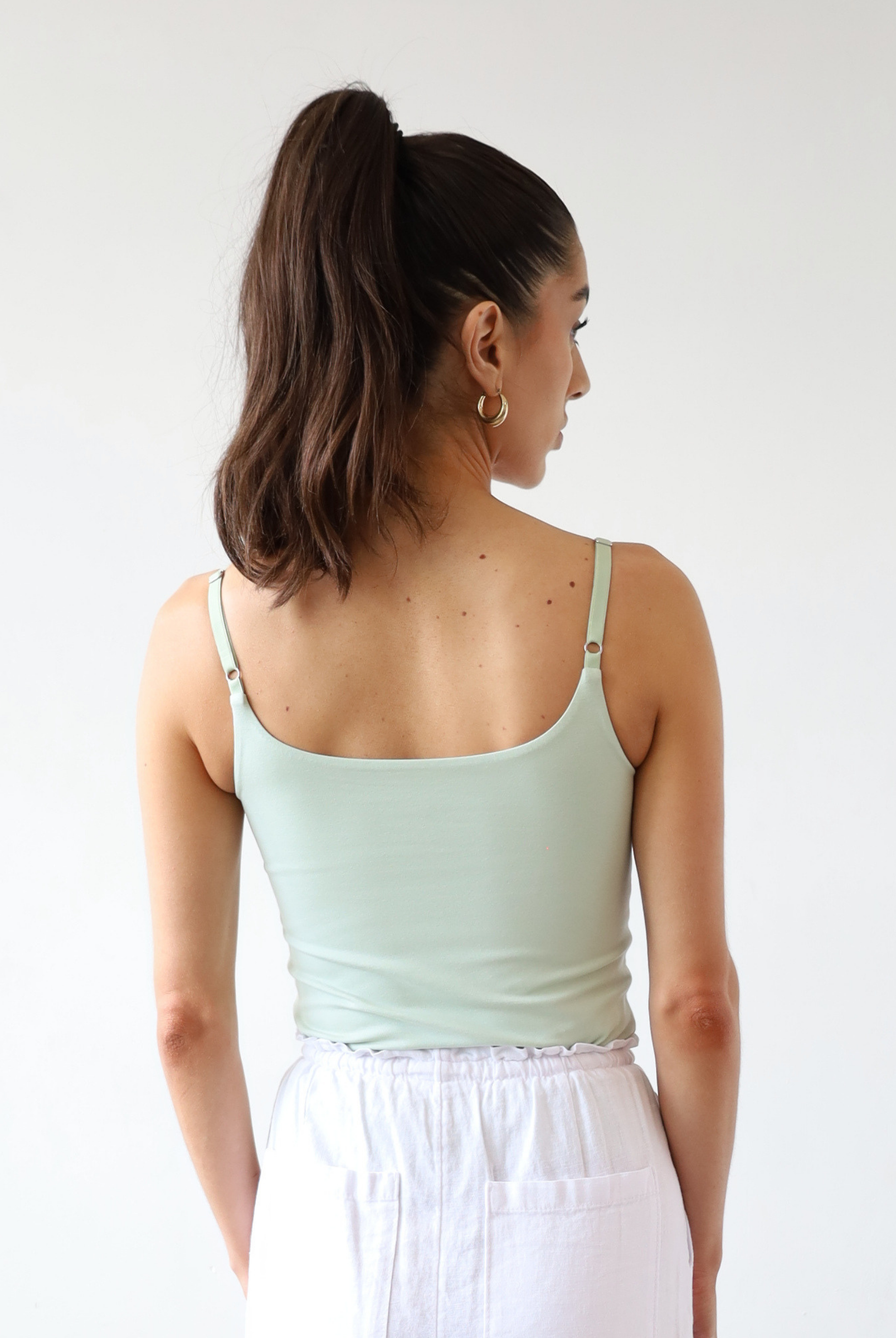 Organic Cotton Cami Top, Green, back