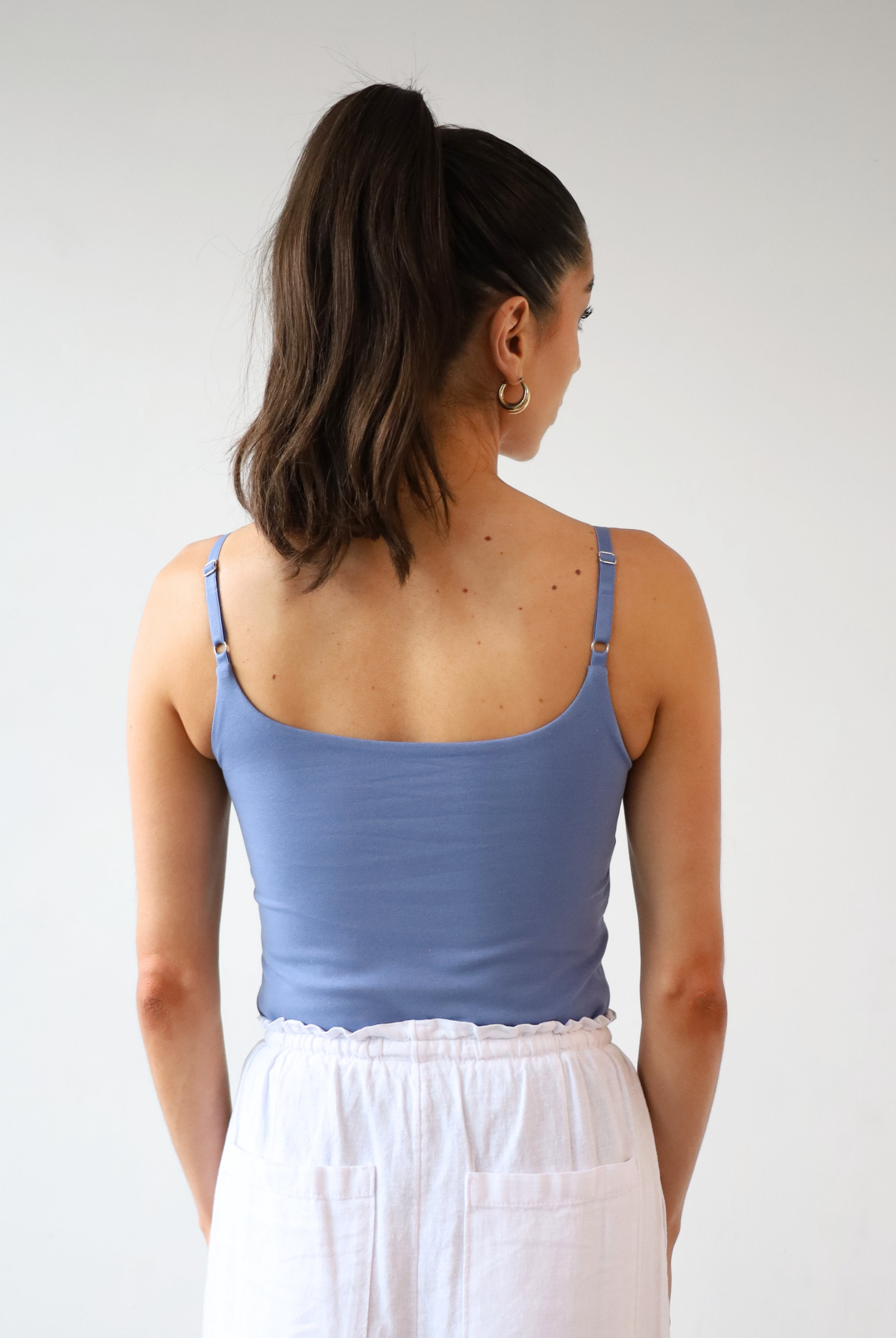 Organic Cotton Cami Top, blue, back