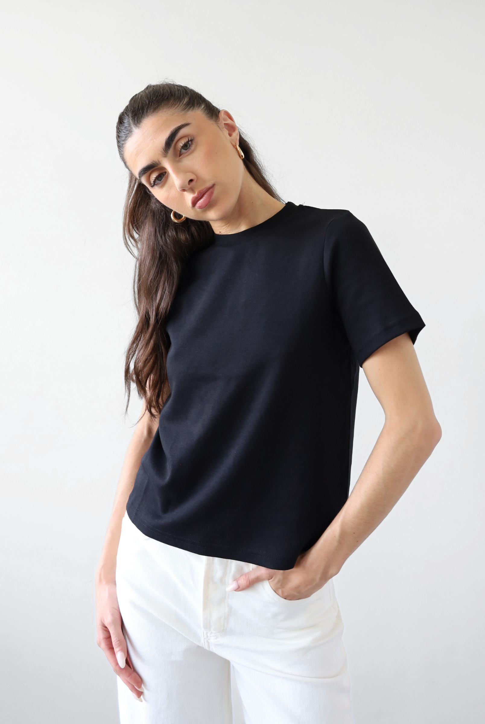 organic cotton relaxed fit t-shirt , black, front