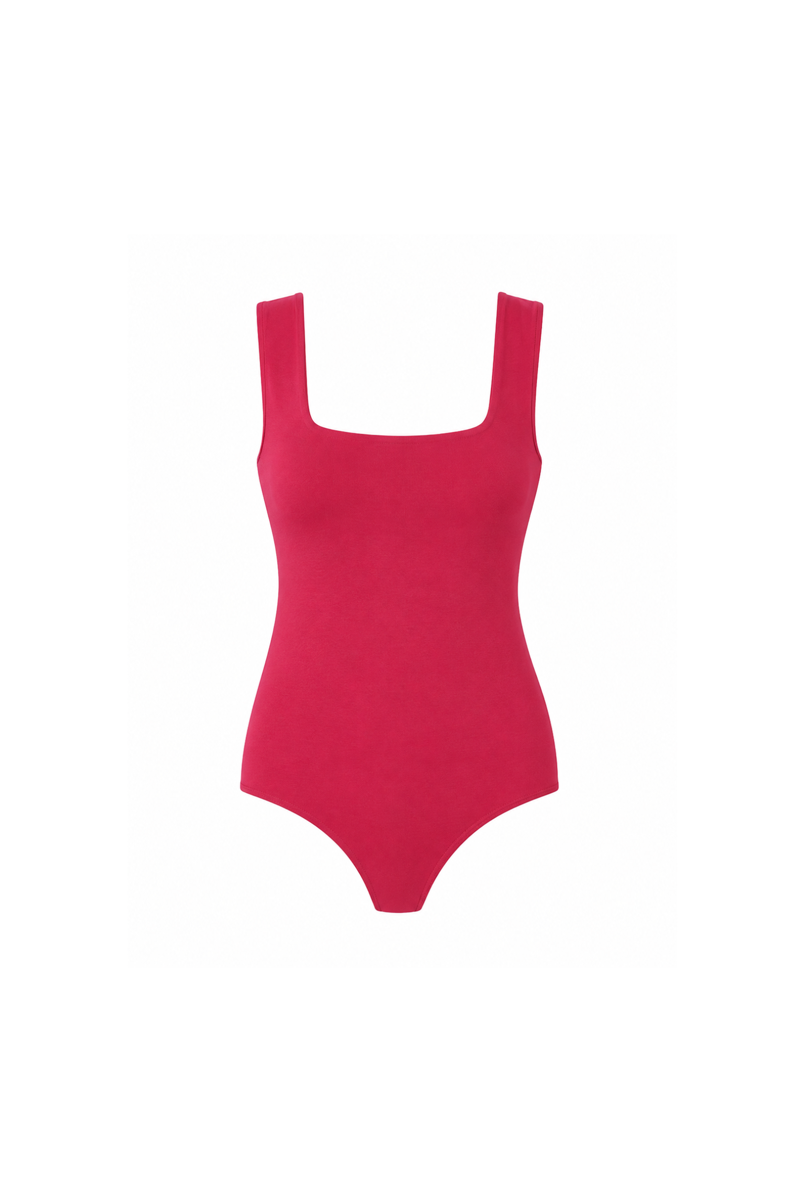 Organic Cotton Square-Neck Sleeveless Bodysuit, Pink, cut out