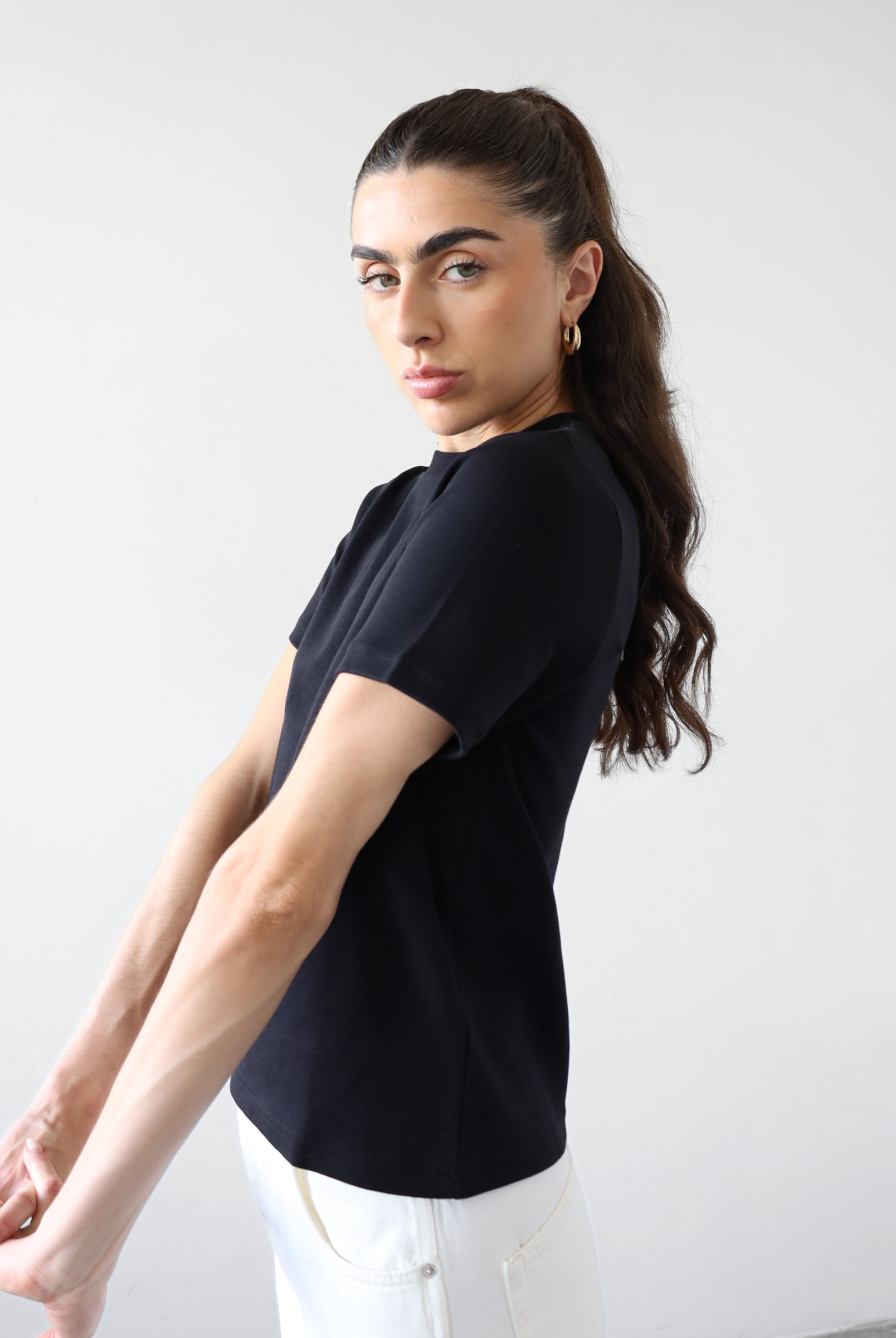 organic cotton relaxed fit t-shirt , black, side