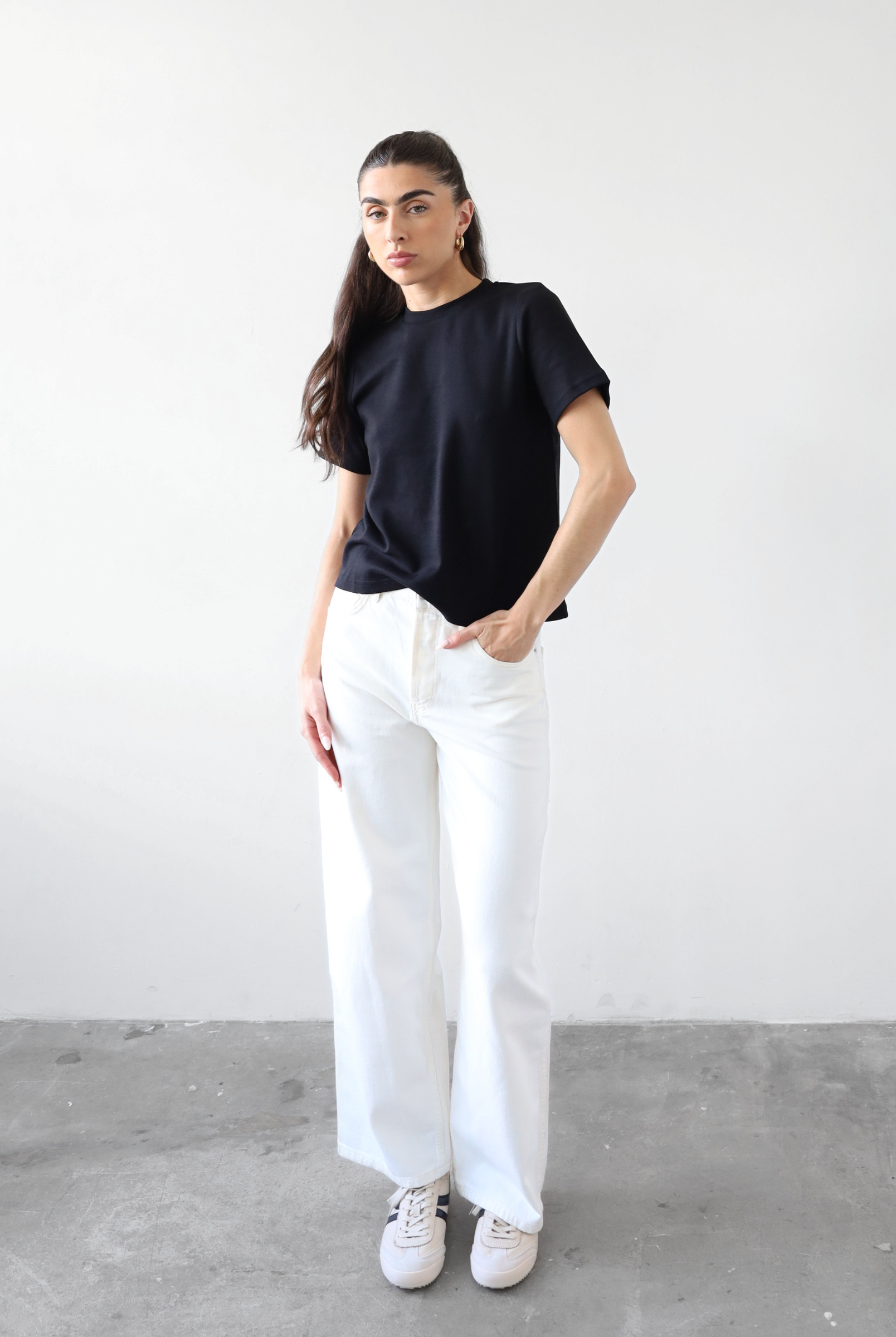 organic cotton relaxed fit t-shirt , black, front