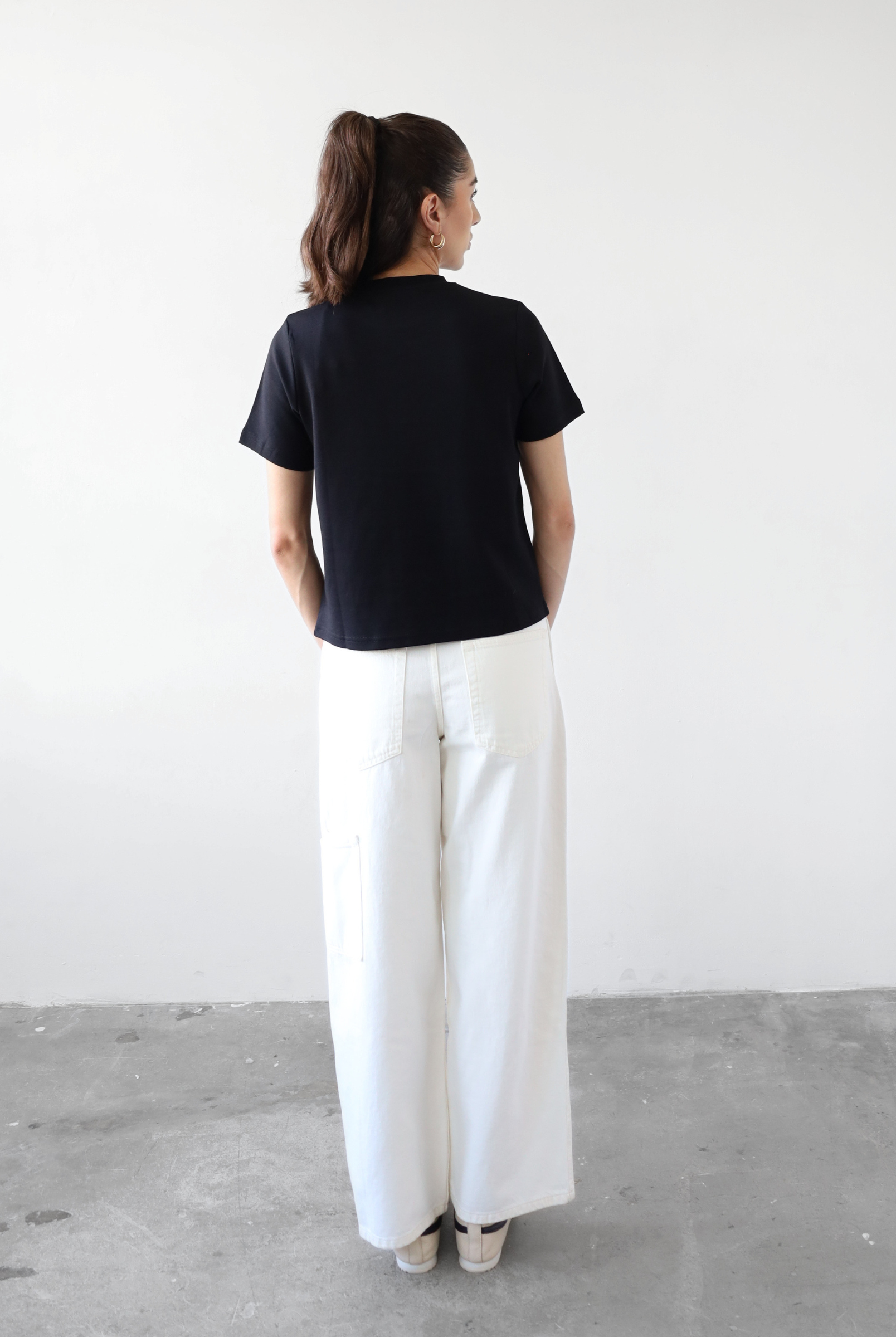 organic cotton relaxed fit t-shirt , black, back