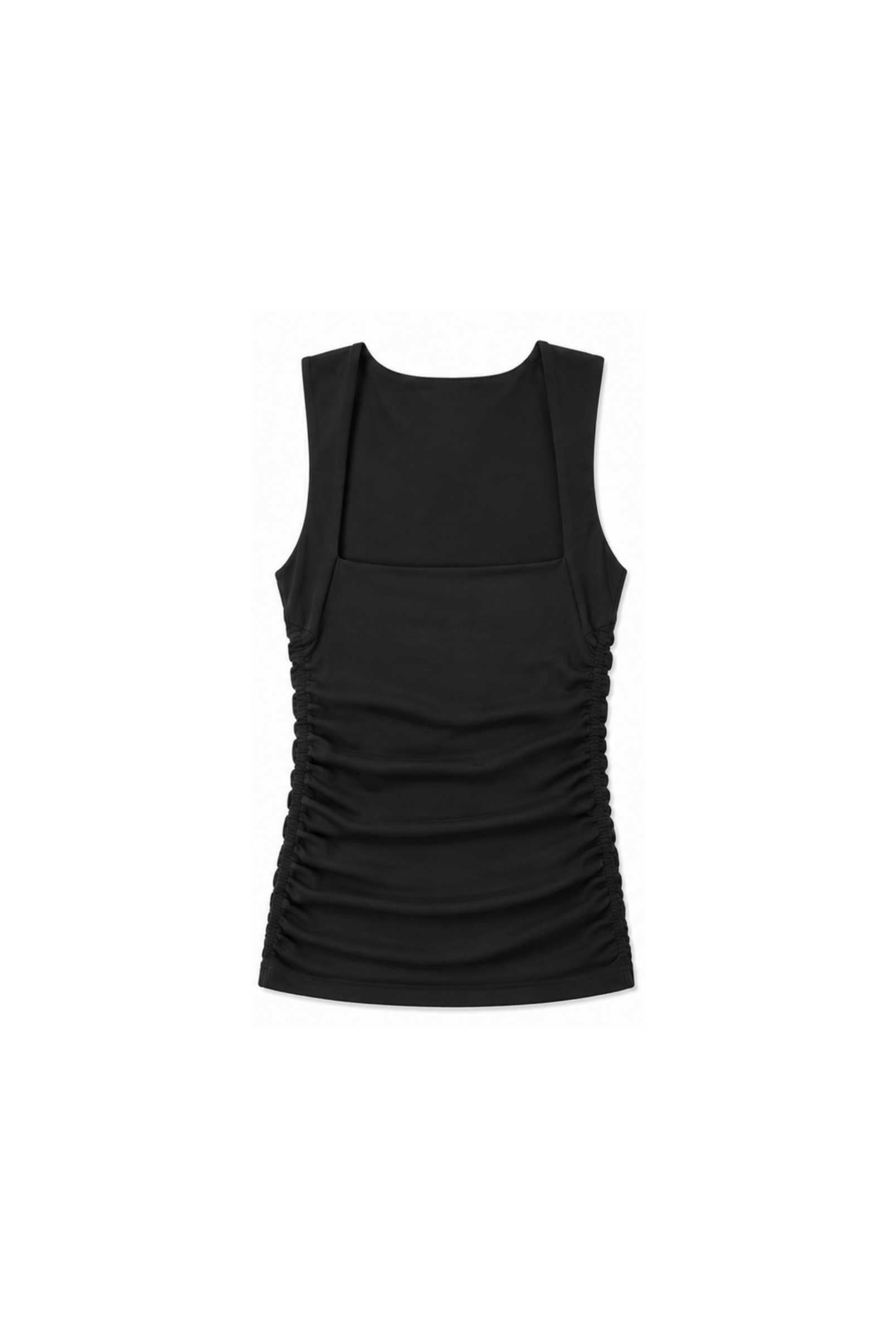 Organic Cotton Ruched Top, Black, Cut Out