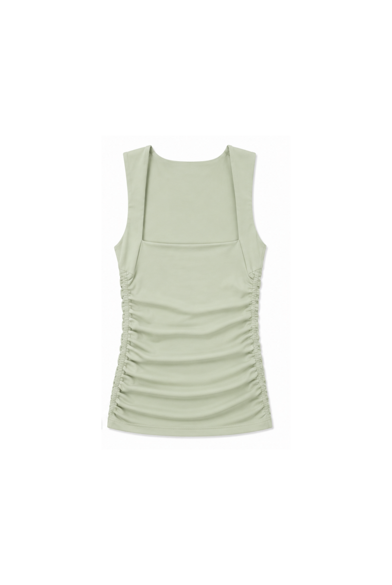 Organic Cotton Ruched Top, White, Green