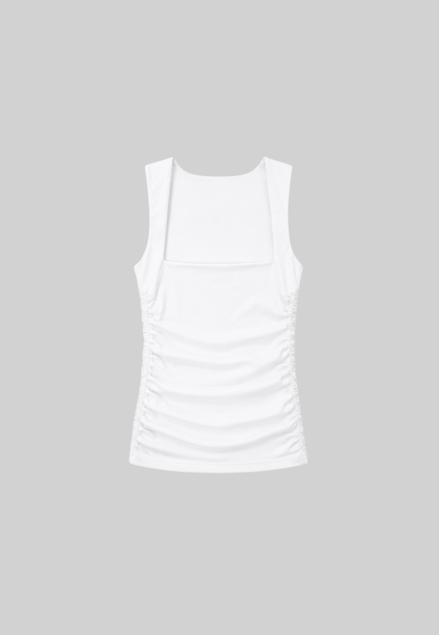 Organic Cotton Ruched Top, White, Cut Out