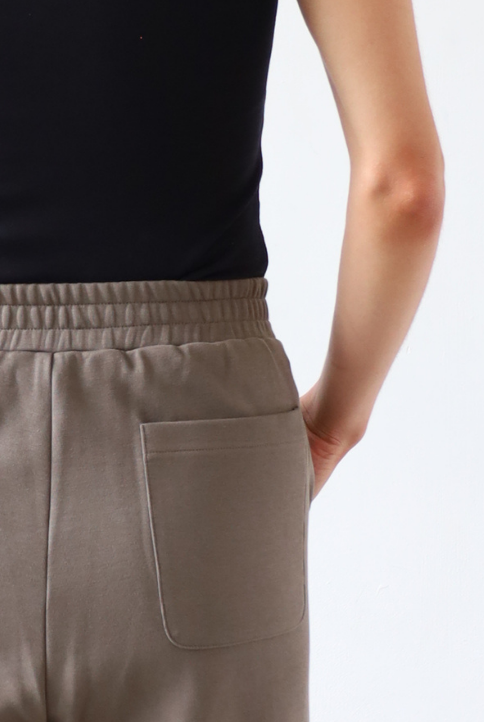 Womens wide Leg Trousers, Light Brown, Back Detail