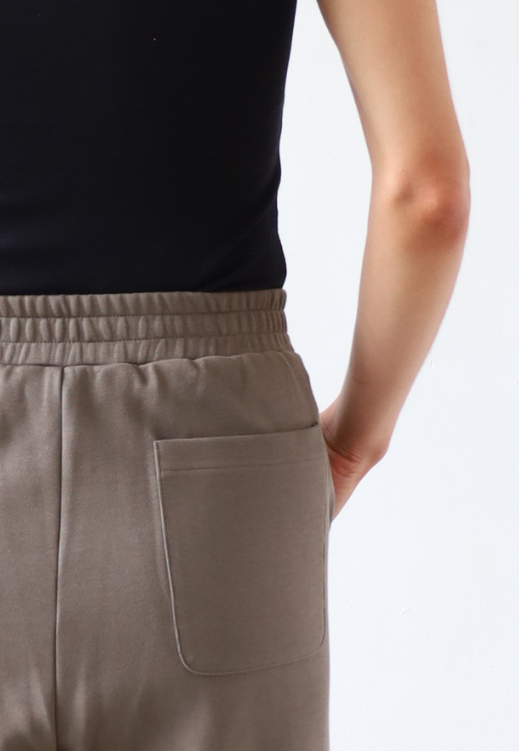 Womens wide Leg Trousers, Light Brown, Back Detail