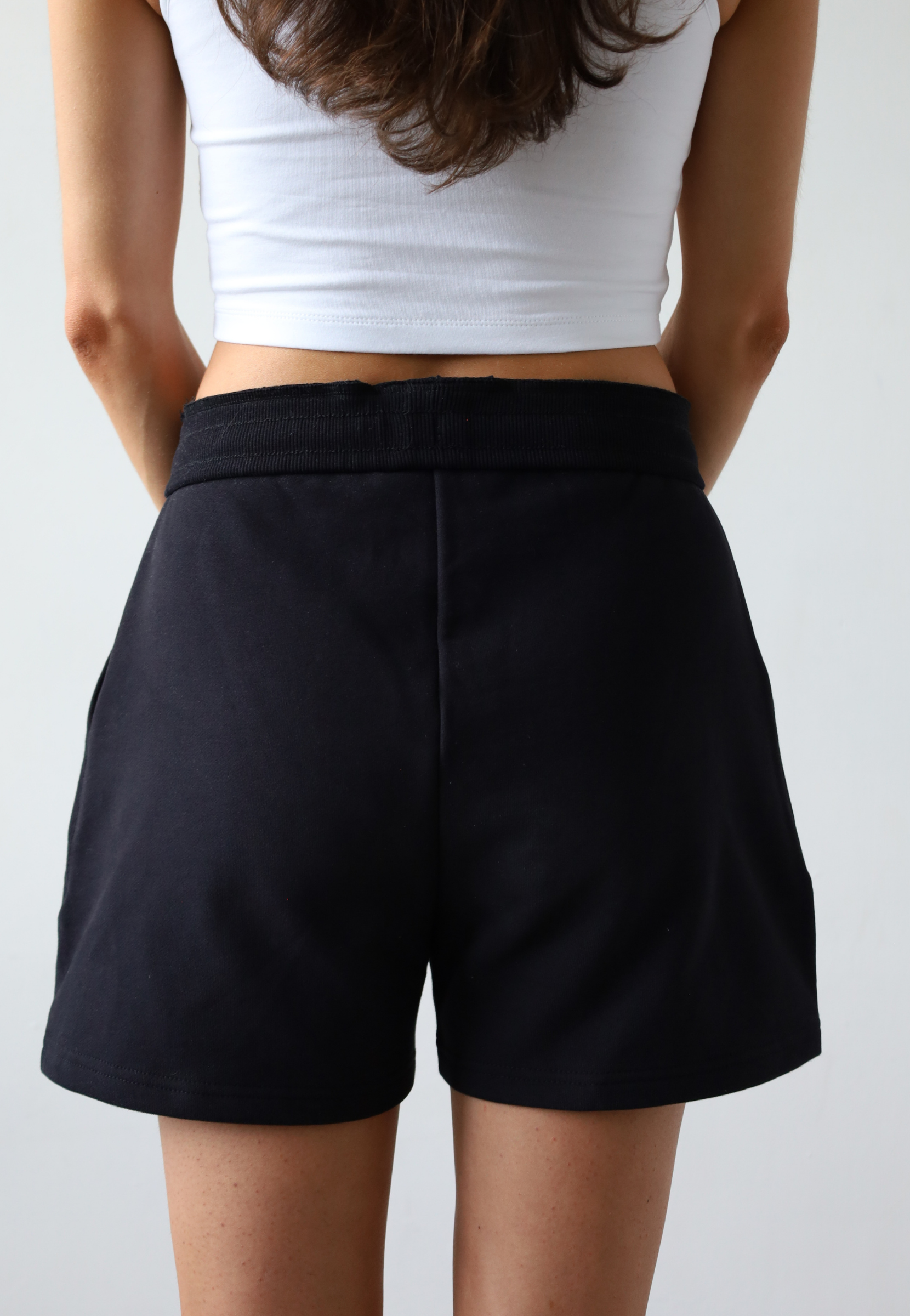 Organic Cotton Sweat Shorts, Black, Back