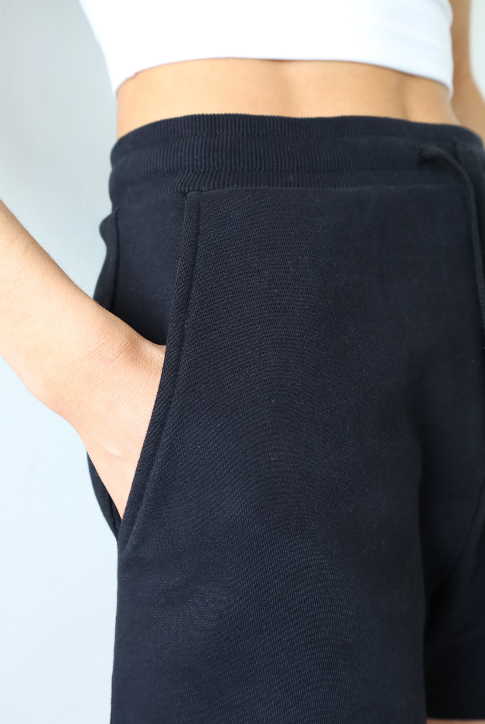 Organic Cotton Sweat Shorts, Black, Detail
