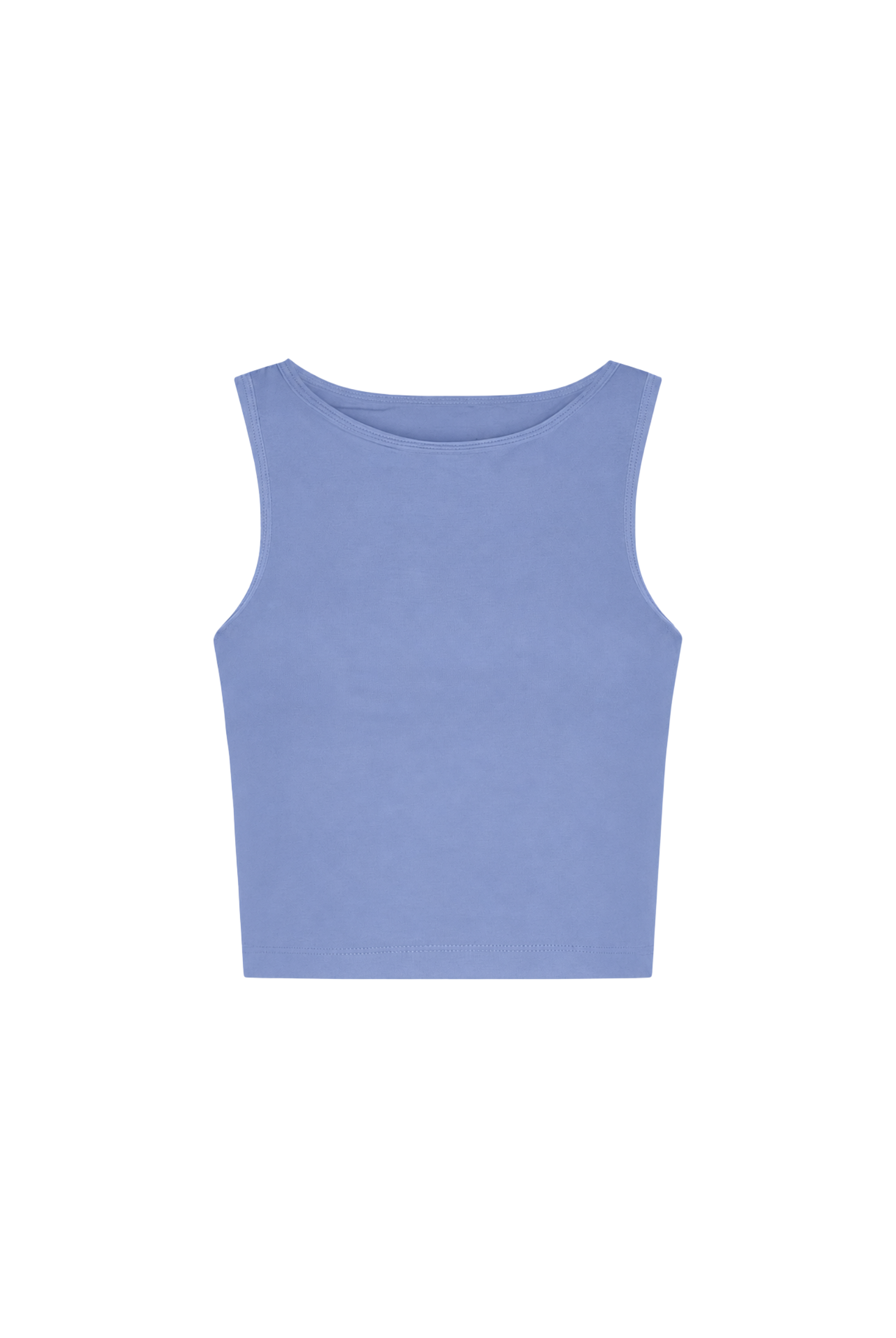 Organic cotton high neck cropped tank top, light blue, cut out
