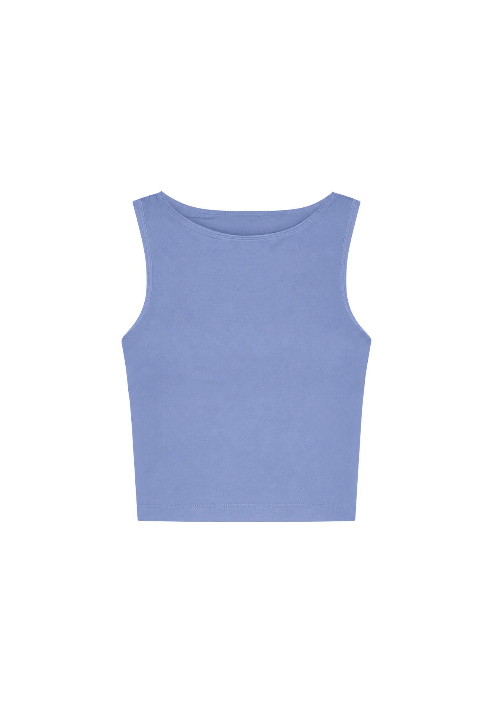 Organic cotton high neck cropped tank top, light blue, cut out