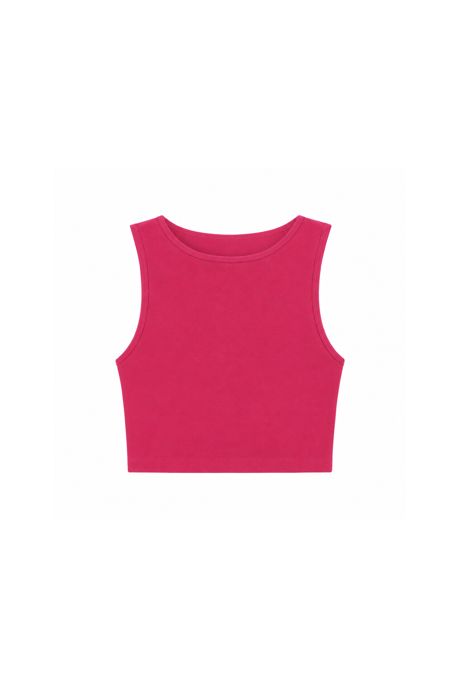 Organic cotton pink crop tank top, cut out