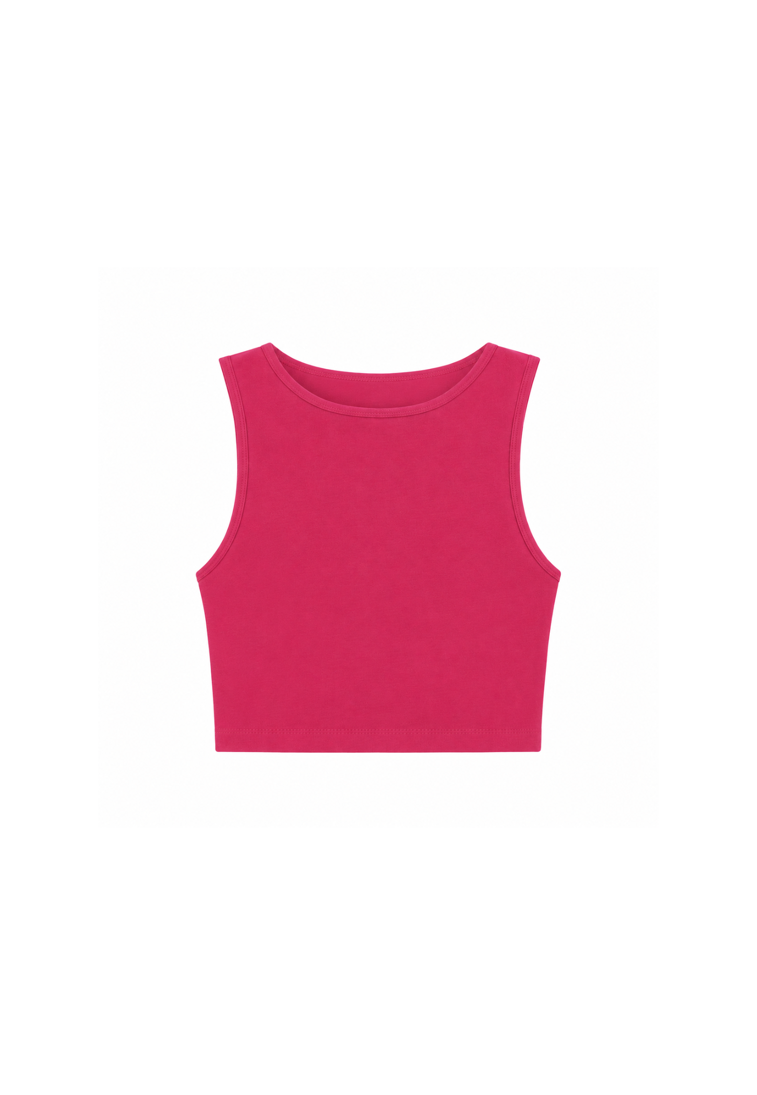 Organic cotton pink crop tank top, cut out