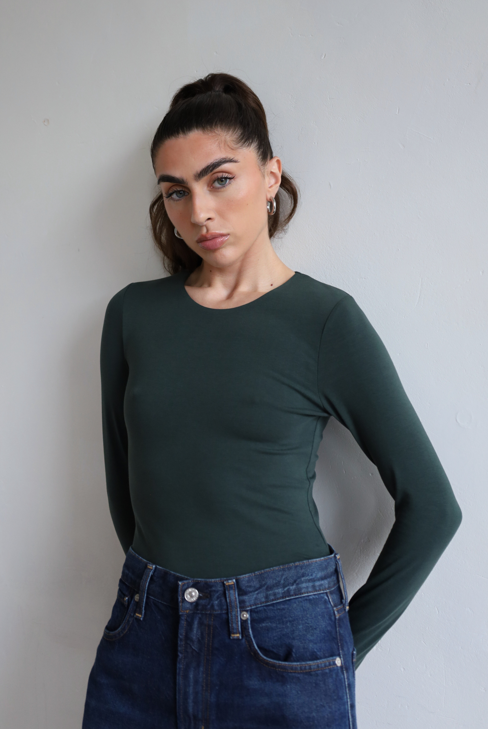 Organic Cotton Green Long Sleeve Crew Neck Bodysuit