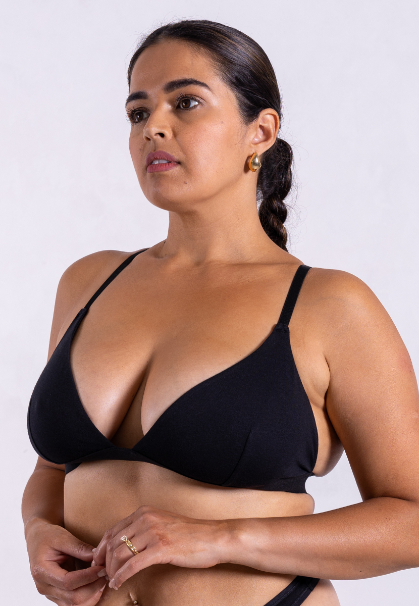 Wireless triangle bra black