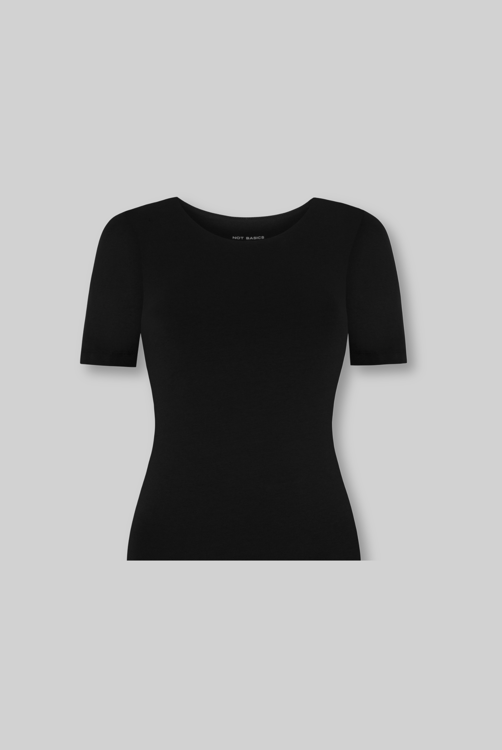 organic cotton crew neck black t-shirt, cut out