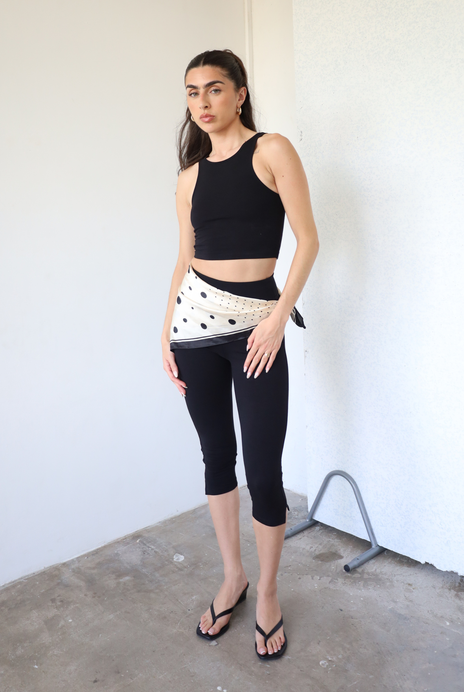Organic cotton Capri Leggings, black, front
