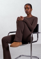 brown organic cotton flared leggings