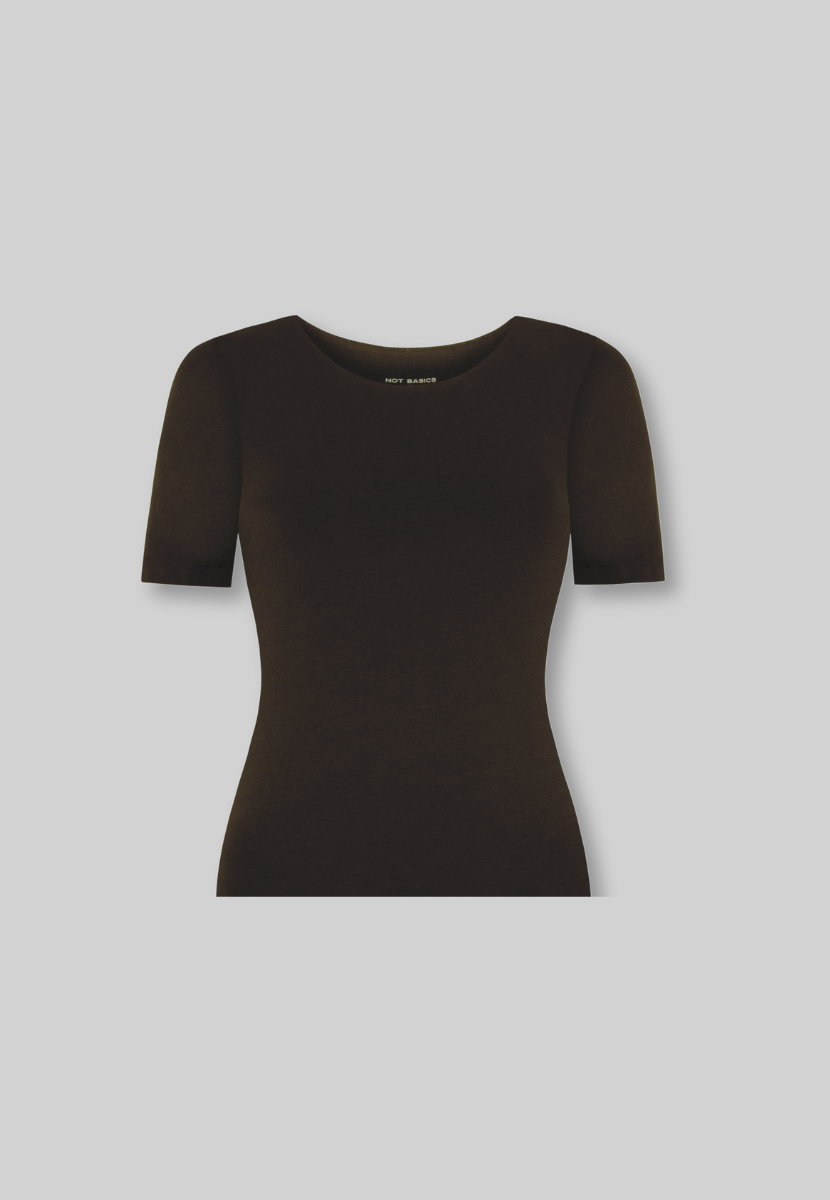 organic cotton t-shirt, hot fudge, cut out