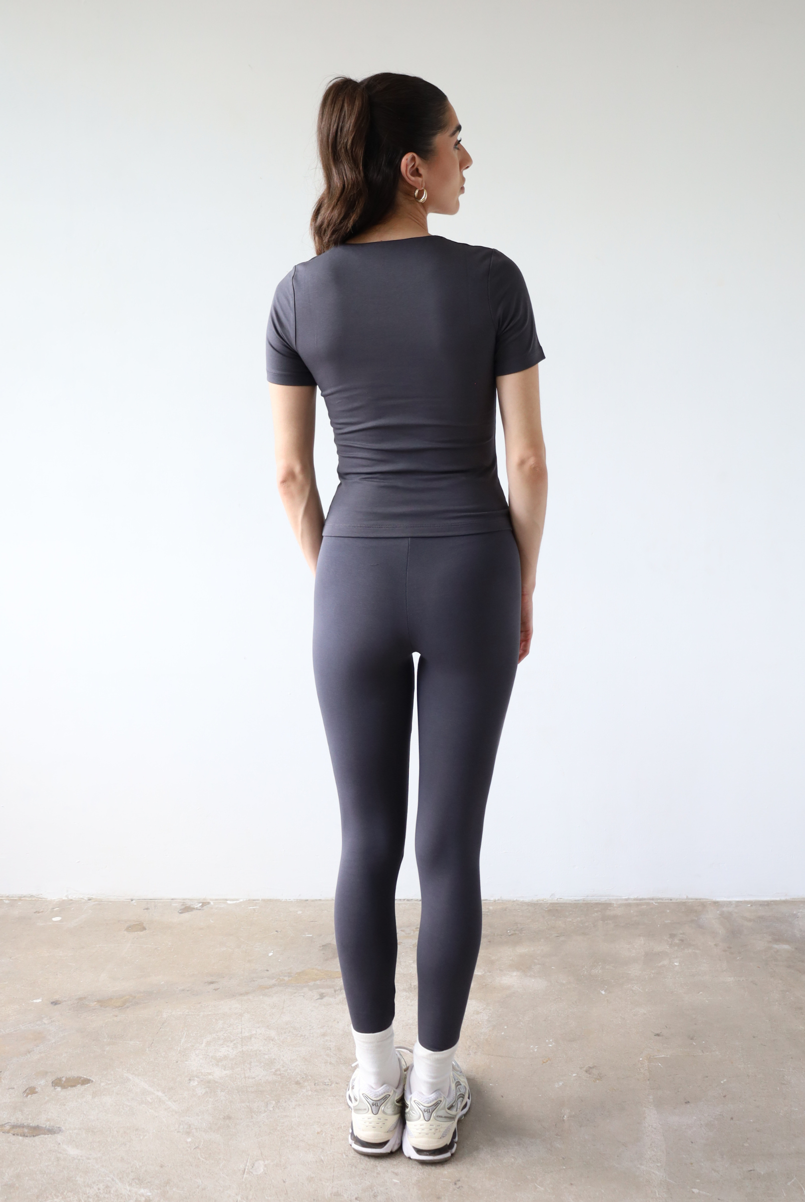 Organic cotton leggings, charcoal grey, back