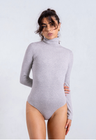grey organic cotton roll neck long sleeve bodysuit